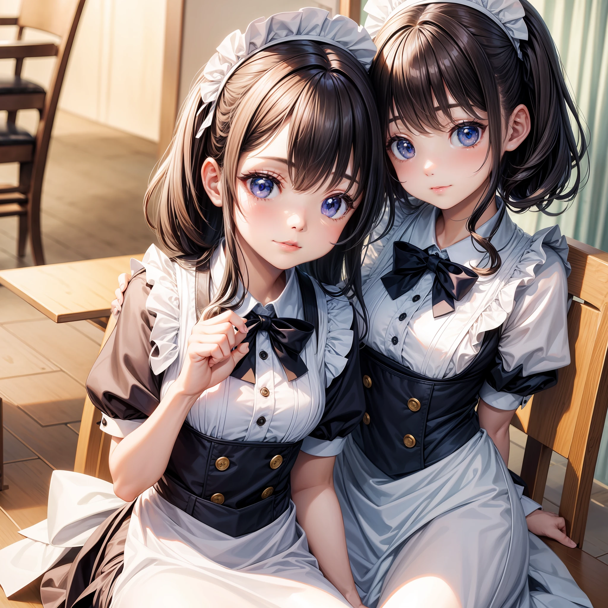 Cute little girl s top-quality masterpiece Normal five fingers Glossy hair Maid café clerk