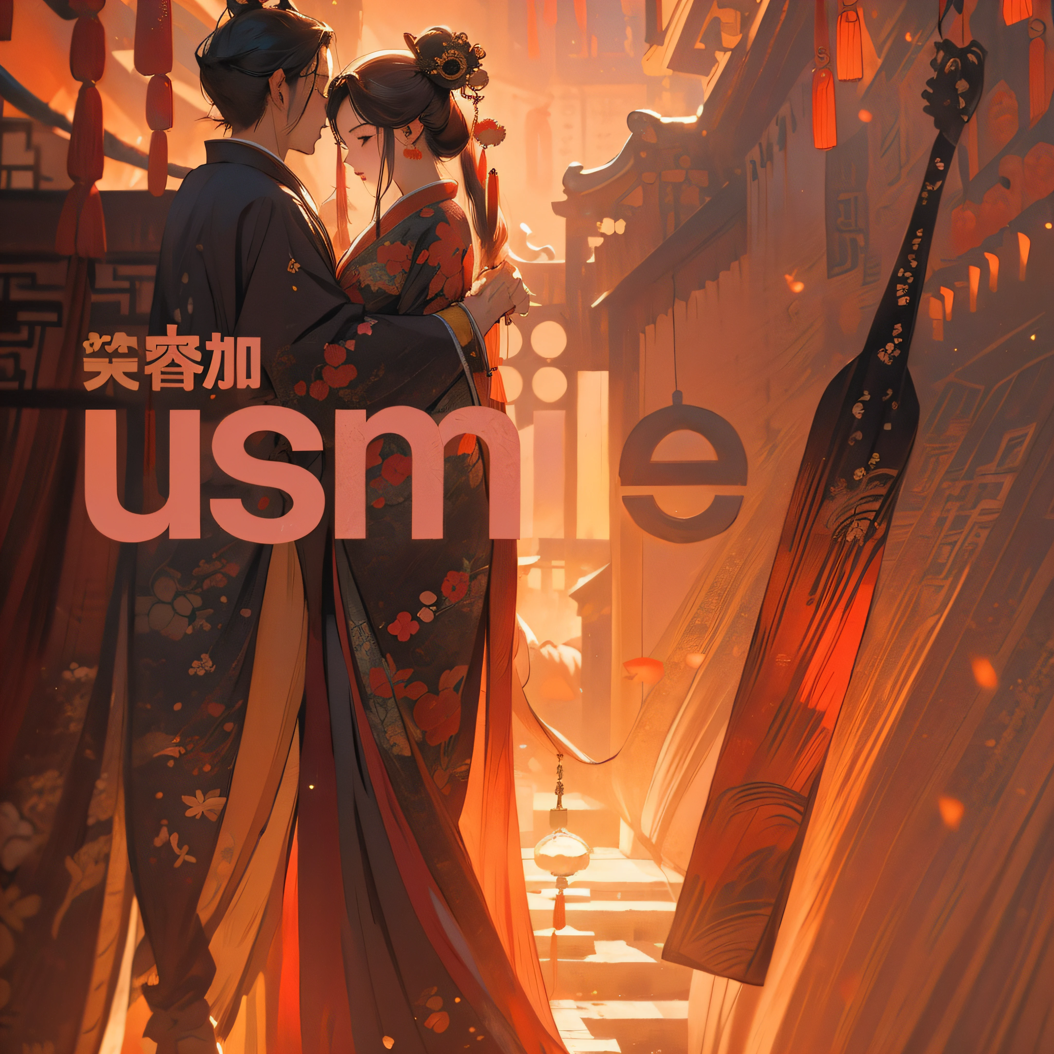Tanabata,couple,hugs,Chinese Ancient Times,Traditional China,Realiy,tmasterpiece,8K,4K,In pink,amarelo,Contre-Jour,cameras,Magpie Bridge,mountain water,couple,Rustic