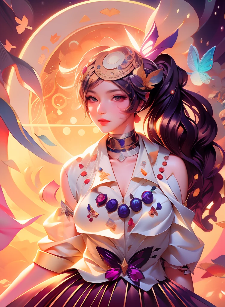 painting of a woman with a mask and a butterfly on her head, dreamy psychedelic anime, portrait anime space cadet girl, digital anime illustration, anime fantasy illustration, in style of digital illustration, portrait of magical girl, jen bartel, anime styled digital art, anime style illustration, a beautiful artwork illustration, anime illustration, cyborg goddess in cosmos, anime graphic illustration,exquisite digital illustration, detailed digital drawing,digital anime illustration, a beautiful artwork illustration, detailed matte fantasy portrait, beautiful line art, great digital art with details, goddess. extremely high detail, 4k detailed digital art, stunning digital illustration, digital fantasy illustration,((Best quality)), ((masterpiece)),masterpiece, best quality, (extremely detailed CG unity 8k wallpaper), (best quality), (best illustration), (best shadow), absurdres, realistic lighting, (Abyss), beautiful detailed glow,clear face, clean white background, masterpiece, super detail, epic composition, ultra HD, high quality, extremely detailed, official art, uniform 8k wallpaper, super detail