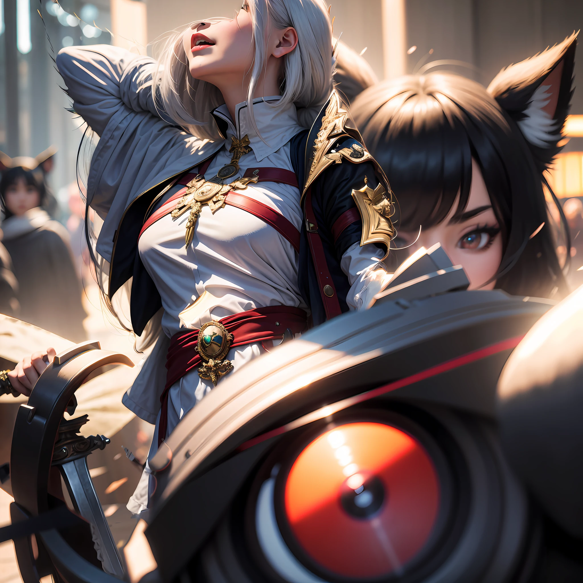 That kind of white-haired girl with a big sword