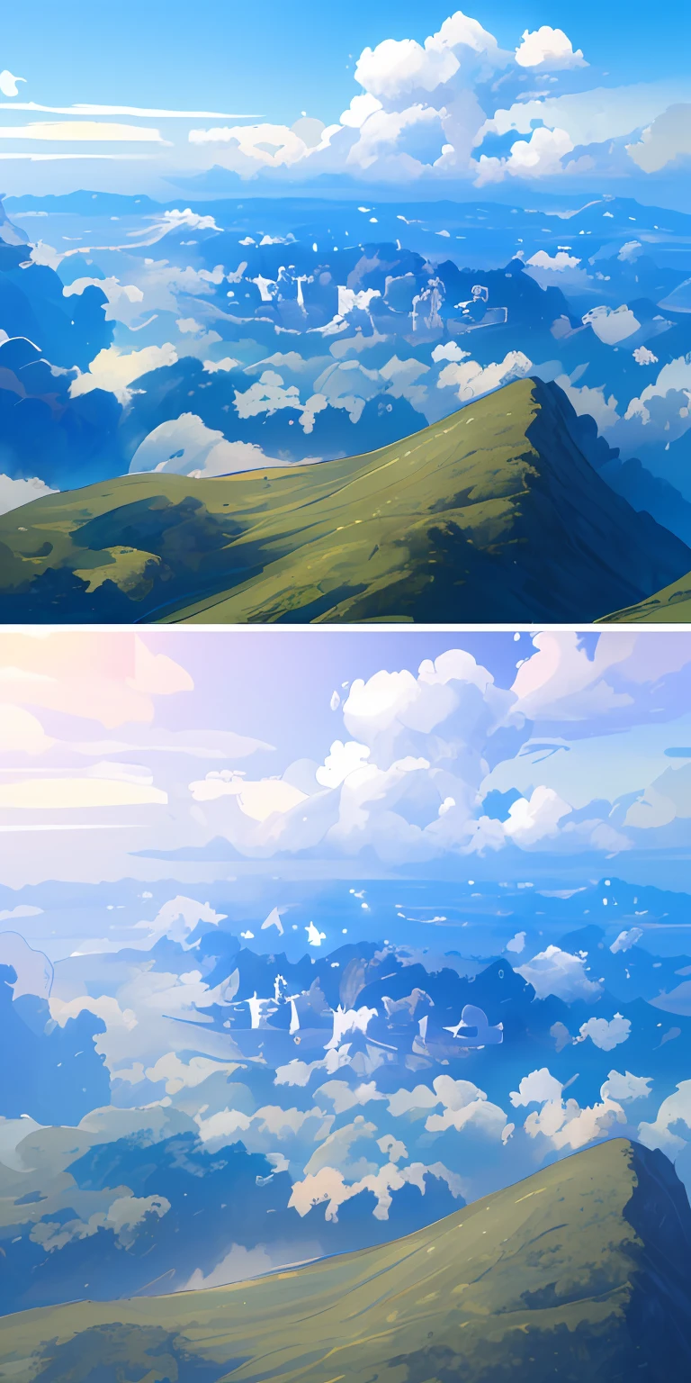 masterpiece, top-quality, (extremely detailed CG unified 8k wallpaper) (top-quality), (The best illustrations), (best shade)、Super Meticulous, blue-sky、appearance々There are different types of clouds, Shape and size.