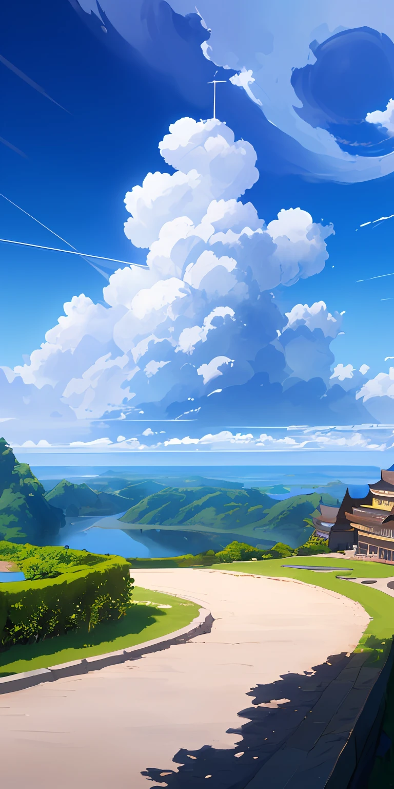 masterpiece, top-quality, (extremely detailed CG unified 8k wallpaper) (top-quality), (The best illustrations), (best shade)、Super Meticulous, blue-sky、Variety of clouds、Wonderfully beautiful、Somewhere nostalgic