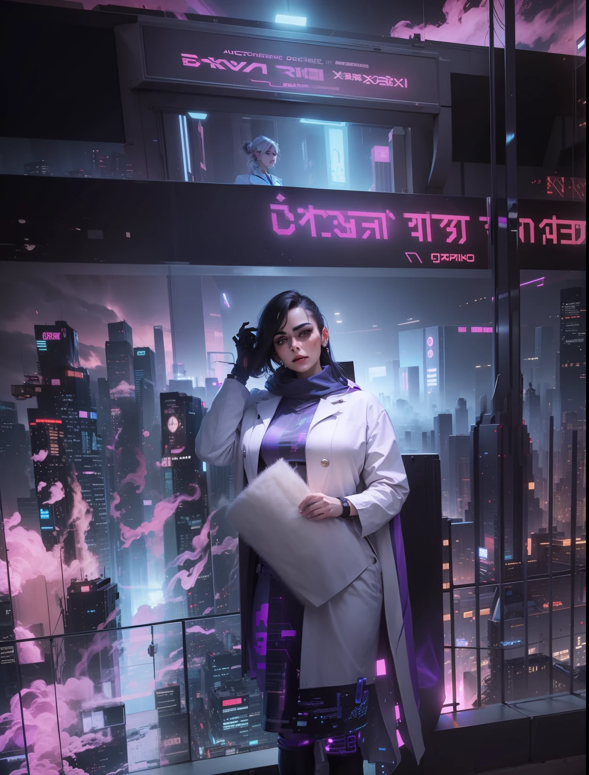change background cyberpunk doctor, beautiful girl, Ultra realistic, 8k