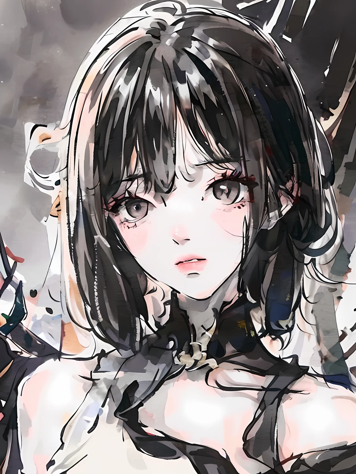 best qualtiy, tmasterpiece, 超高分辨率, (realisticlying:1.5), RAW photogr, 1girll, bshoulders, in the darkness nigth, deep shading, low tune, cold light, Sexy look, with short white hair