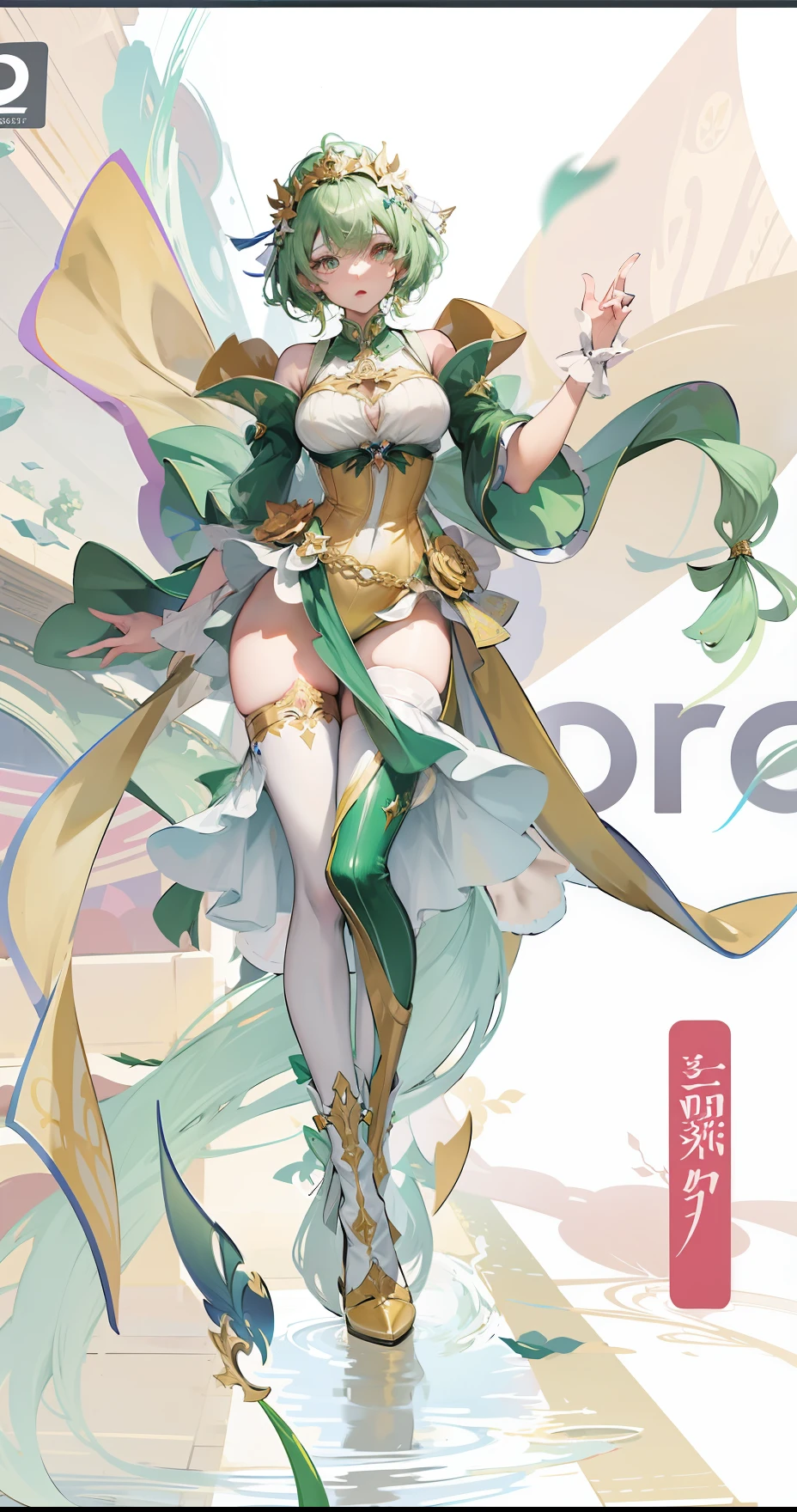 Anime characters in green dresses and gold dresses, Pisif, Middle Metaverse, Anime goddess, cutecore, Pisif 3DCG, Pisif style, trending on artstation pixiv, An anime cover, Artistic cover, Digital art on Pisif , trending on cgstation, Guweiz in Pixiv ArtStation, Pisif Contest Champion