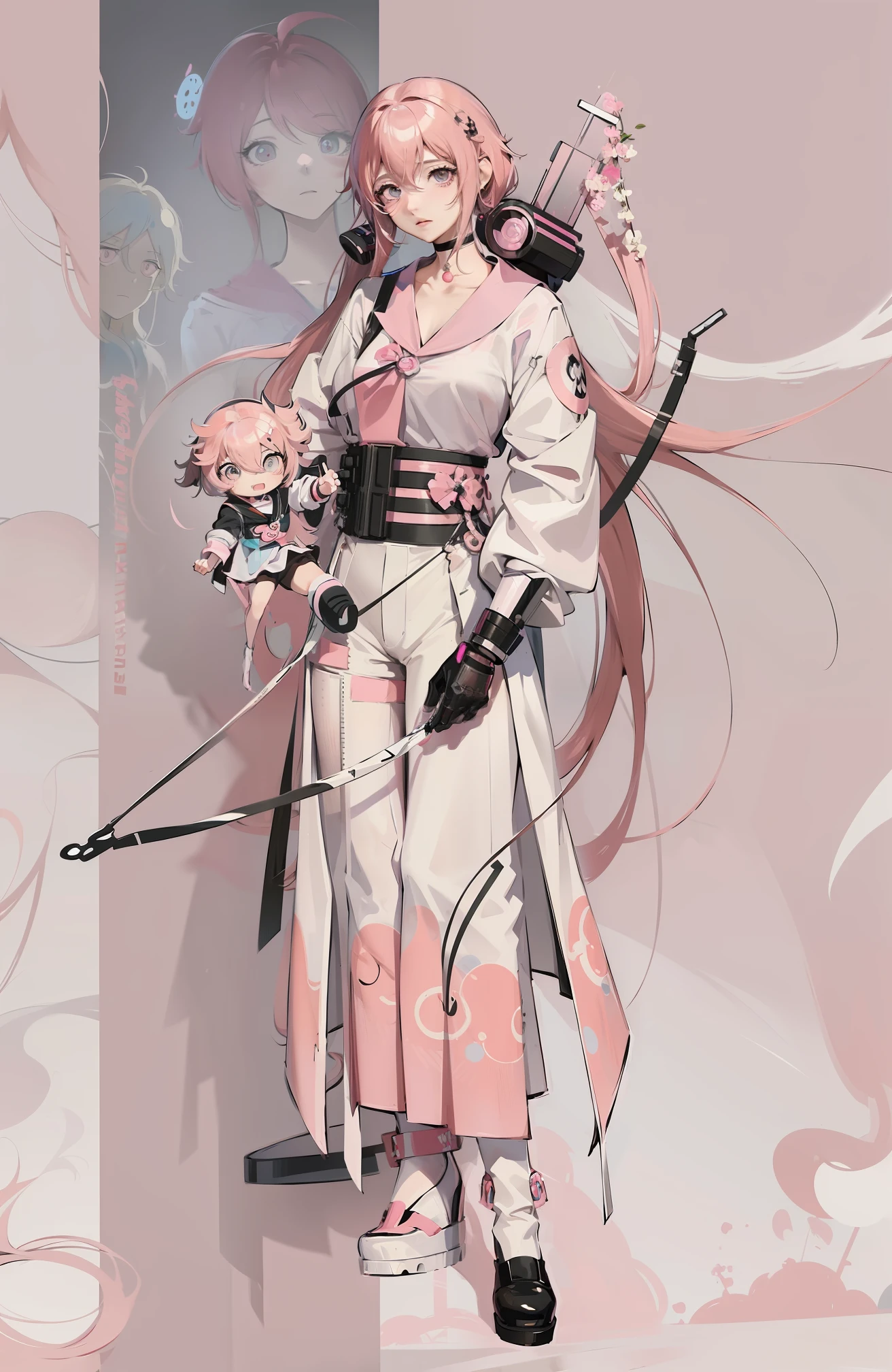 anime girl with pink hair and a white shirt and black skirt, humanoid pink female squid girl, pink twintail hair and cyan eyes, anime girl named lucy, Anime manga robot!! Anime girl, madoka kaname, Junko Enoshima, anime girl of the future, style of magical girl, female anime character, junko enoshima from danganronpa
