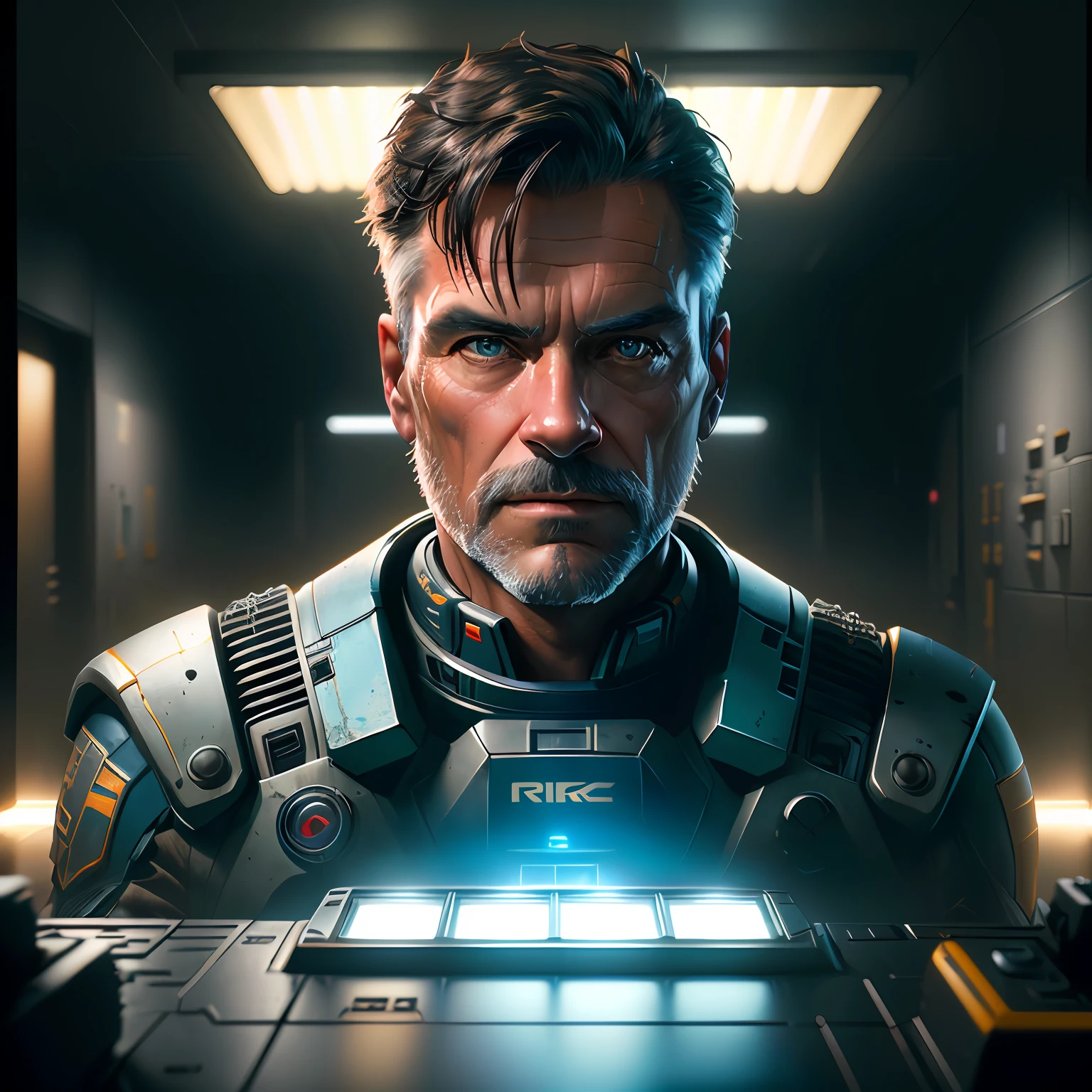 Marvel, Old man Tony Stark, realistically, dynamic lights, old, gray stubble, full shoot, (extremely detailed CG unity 8k wallpaper), trending on ArtStation, trending on CGSociety, High Detail, Sharp focus, dramatic, photorealistic