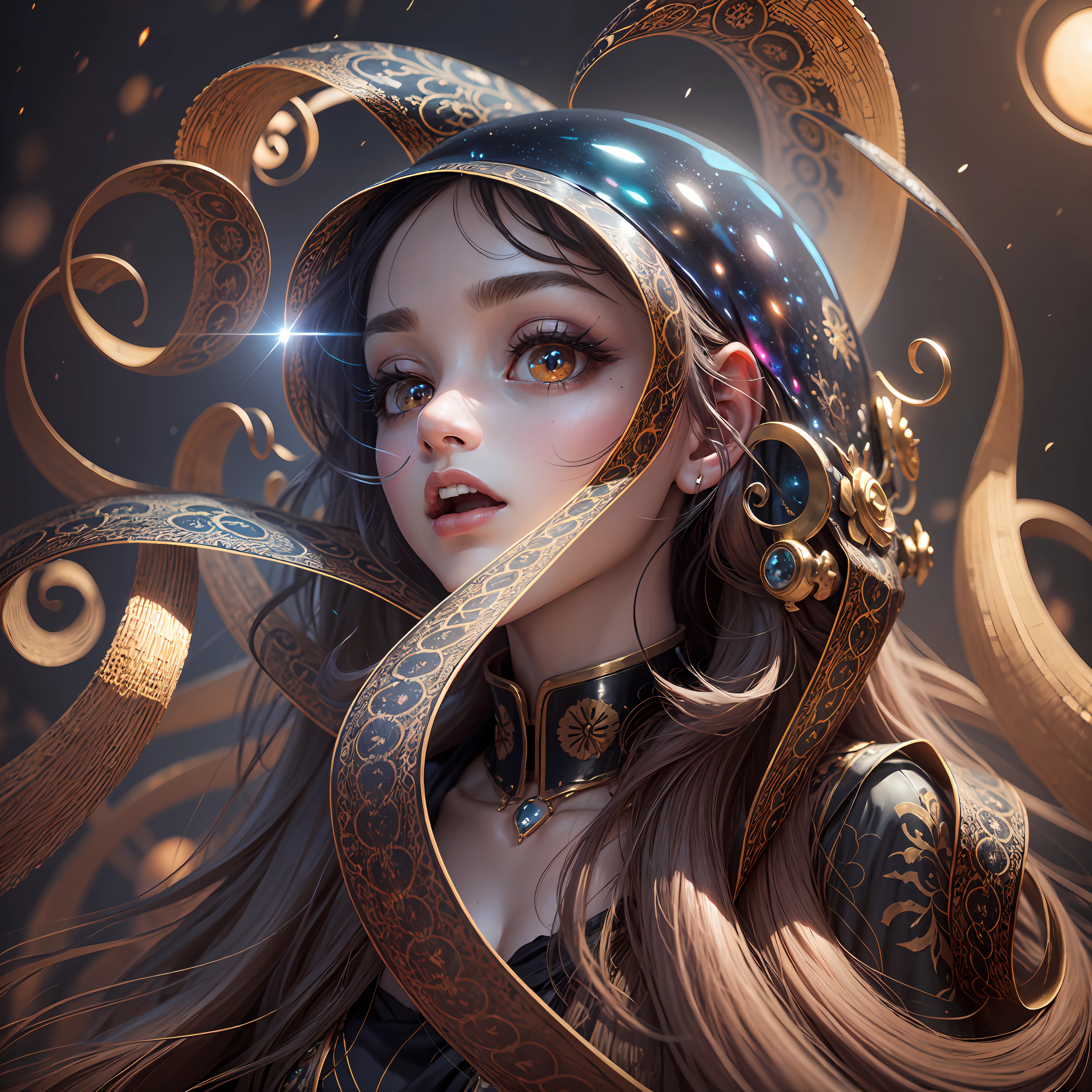 Rainbow space squid, radiant, leafy, gleaming, Art Deco, sophisticated, allure, vintage antique, captured in film by Tim Burton, opus, Nikon D850, Majestic Illumination, Joyful, intricate, intricate facial expressions, CryEngine, Redshift Render, highly defined pupils, balanced pupils, folklore, 4K, CG, high resolution, IQ of 200