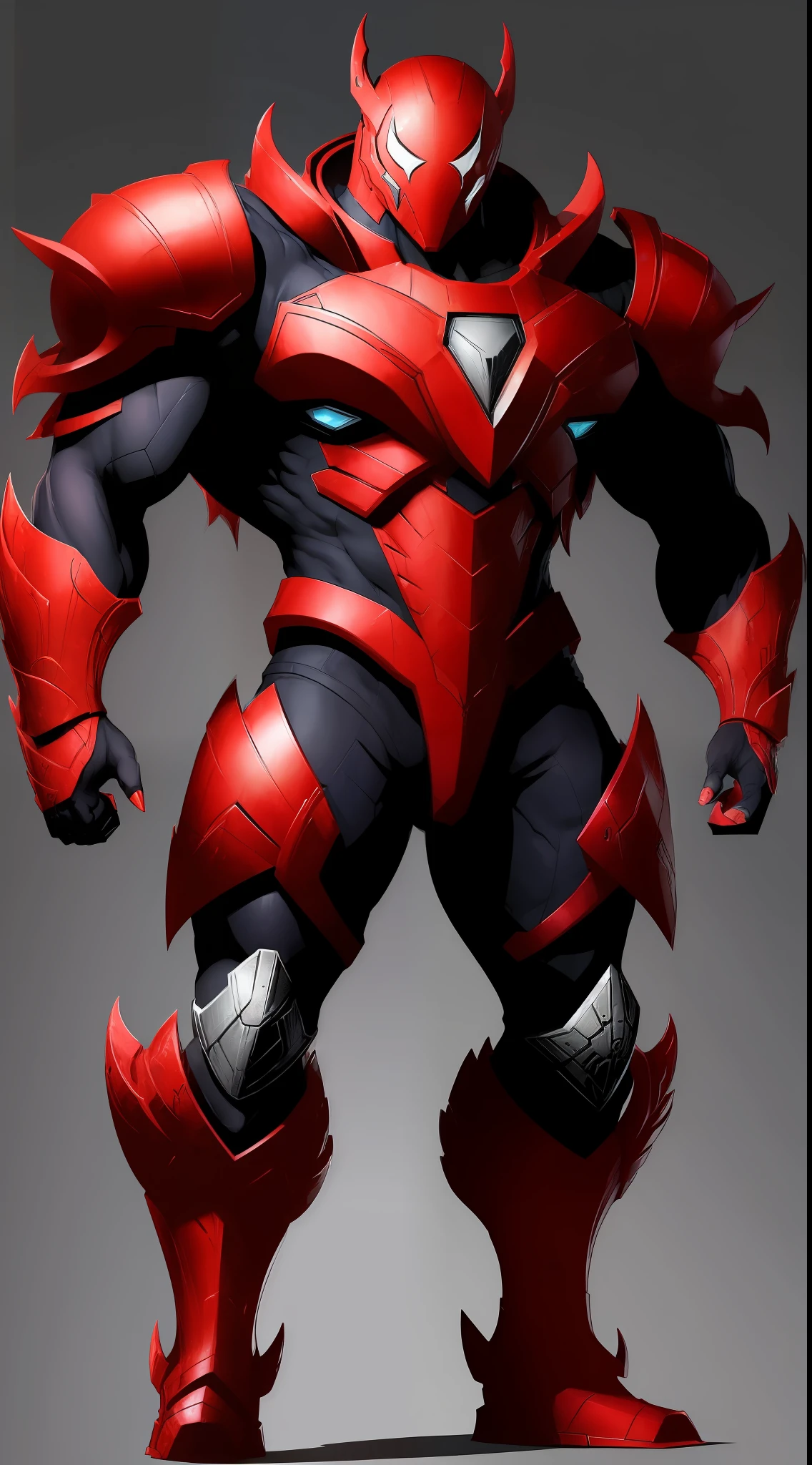 ((((Webtoon Style)))), ((((Character Description)))) Ultra Detailed Futuristic Alien Armored Monster red, Full Body, Casual Pose], [Ultra Mega Hyper Ripped Muscles]
