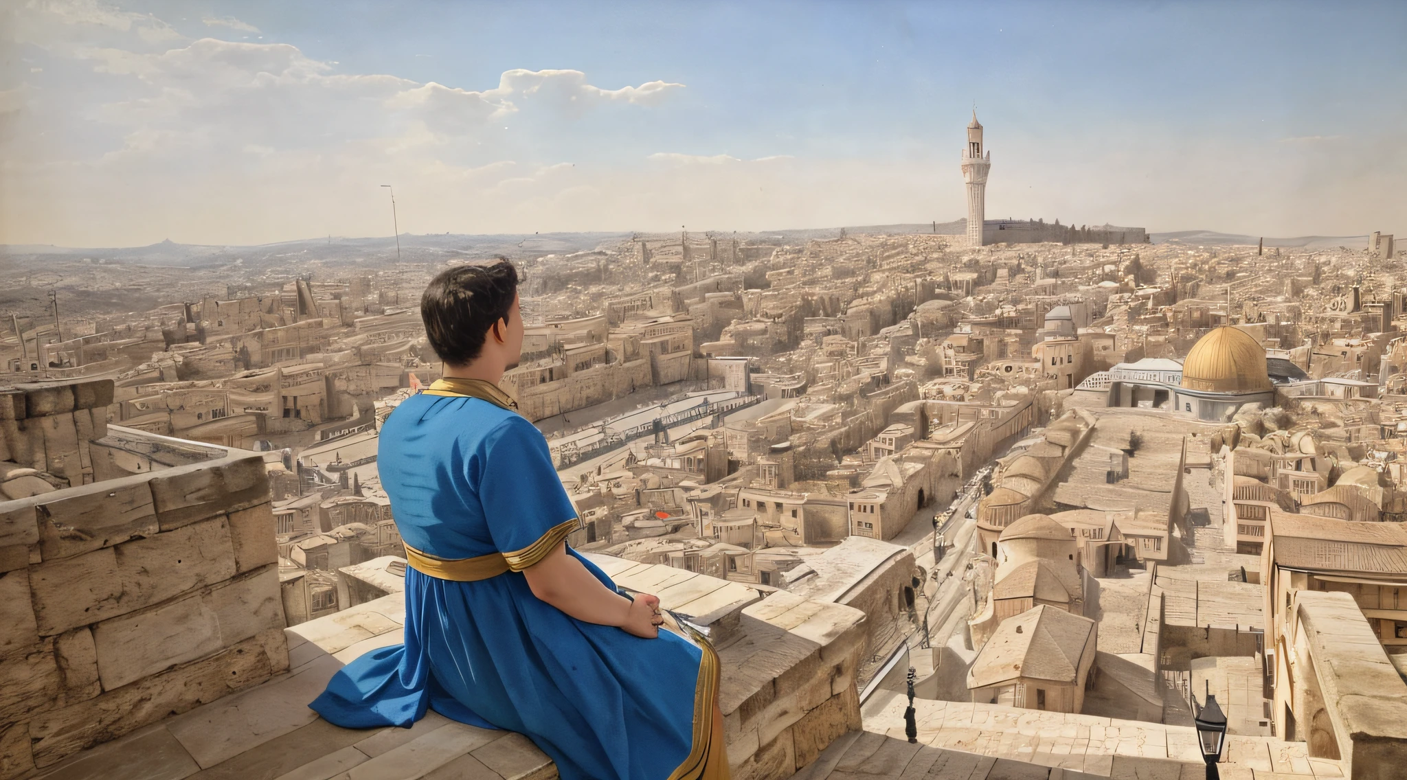 masterpiece, best quality, boniano, shukezouma, fantastic composition, old jerusalem city, many buildings, sky detail beauty, realistic, realism