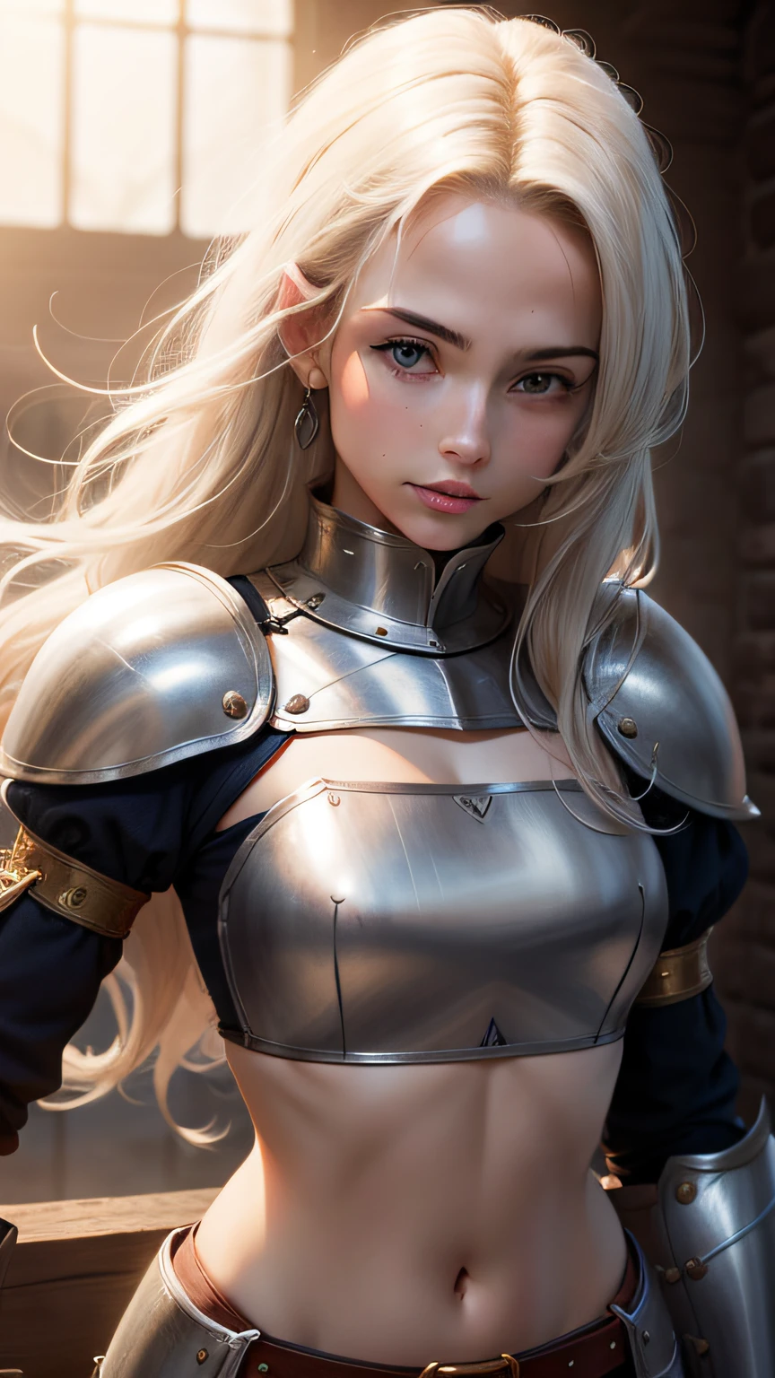 whaite hair，Lady Knight，Crop topping