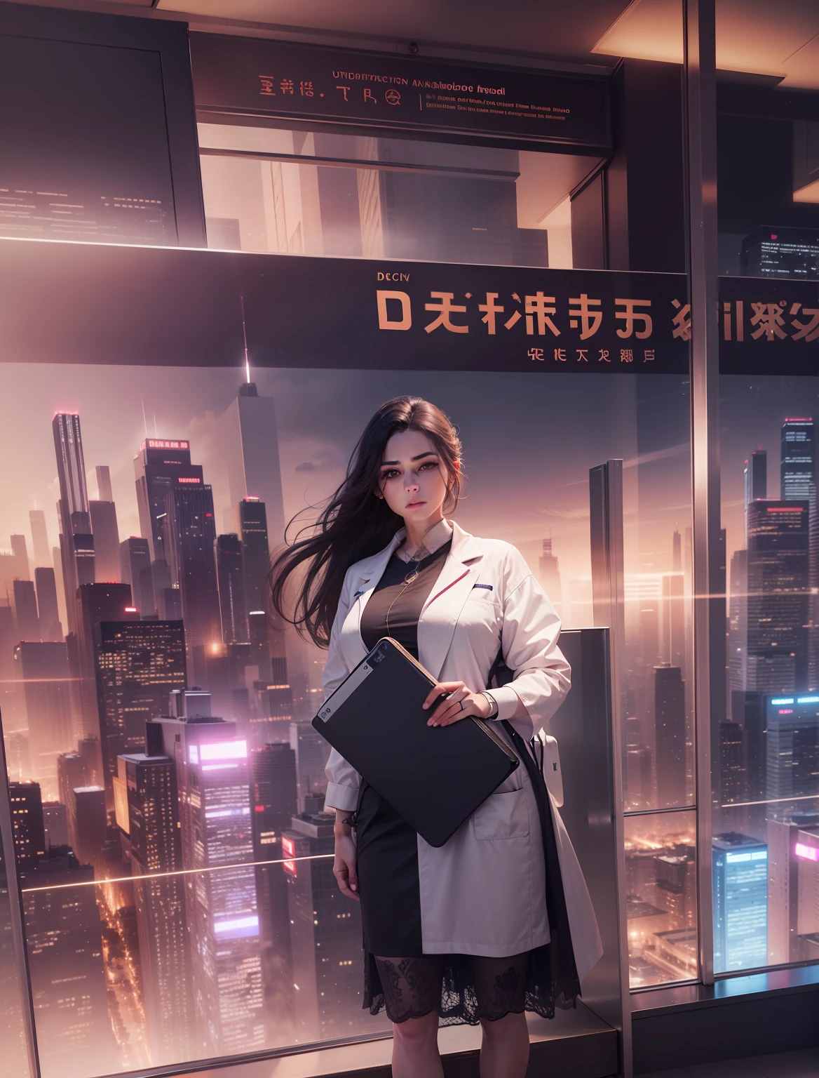 change background doctor, beautiful girl, Simple glass on eyes, Ultra realistic, 8k