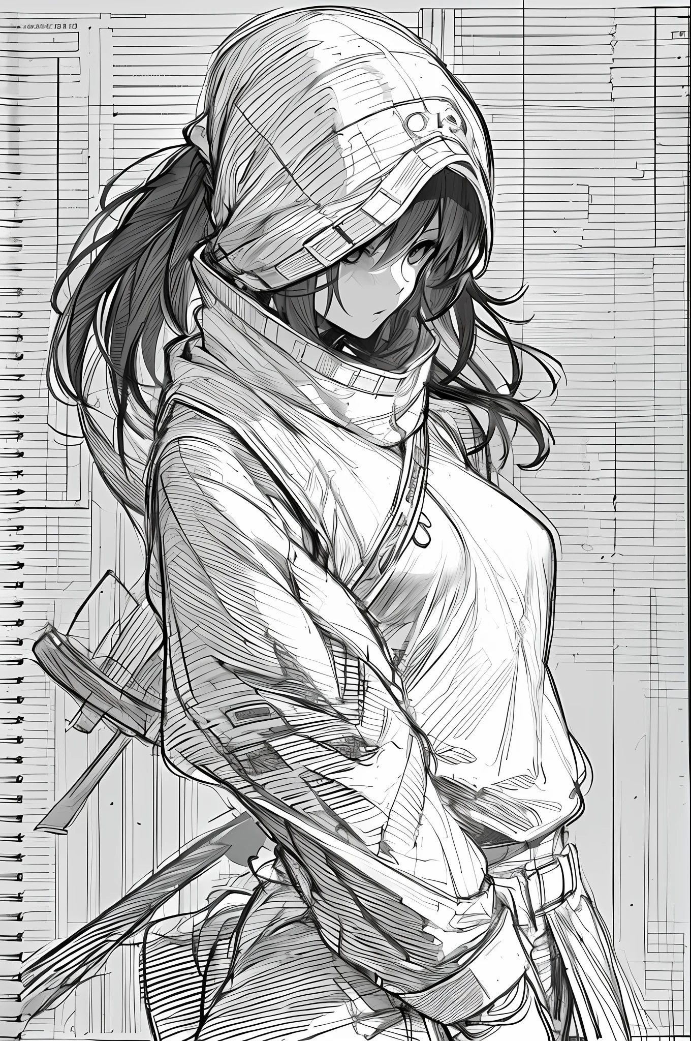 masterpiece, best quality, 1 boy, ninja outfit white background, monochrome, lineart, ((sketch)),nsfw,mature female,