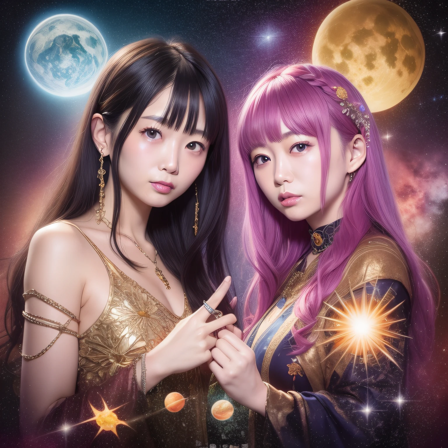 Skysky、suns、cosmic space、naturey、Deities、