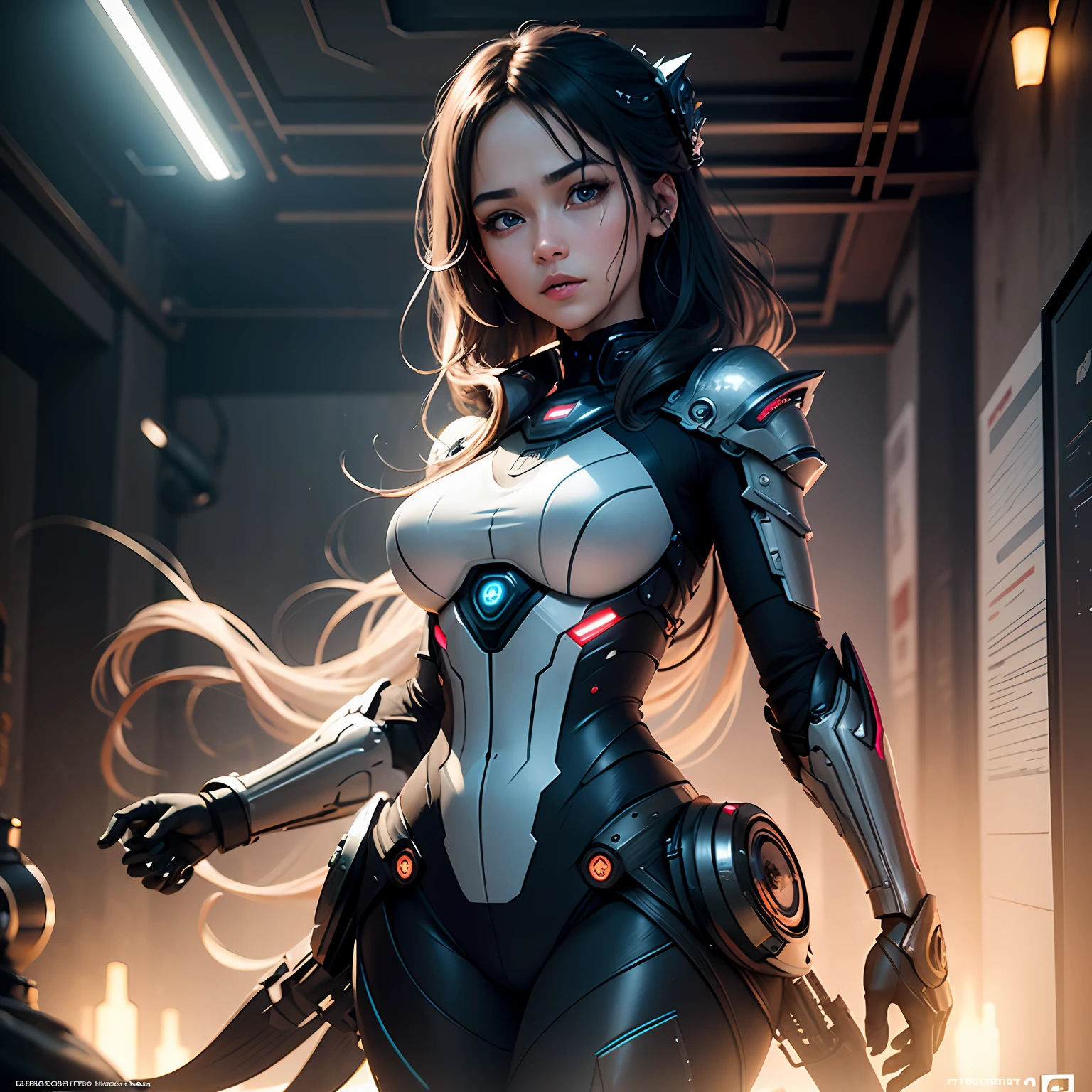 Cinematic, hyper-detailed, and insanely detailed, this artwork captures the essence of the girl with breathtaking beauty. The color grading is beautifully done, enhancing the overall cinematic feel. Unreal Engine brings her to life, making her appearance even more mesmerizing.

With the use of depth of field (DOF), every detail is focused and accentuated, drawing attention to her eyes and hair. The image resolution is at its peak, utilizing super-resolution technology to ensure every pixel is perfect. Cinematic lighting enhances her aura, while anti-aliasing techniques like FXAA and TXAA keep the edges smooth and clean.

Adding realism to the robot-like body suit, RTX technology enables ray tracing, making it look as if it's actually there. Additionally, SSAO (Screen Space Ambient Occlusion) gives depth and realism to the scene, making the girl's presence even more convincing.

In the post-processing and post-production stages, tone mapping enhances the colors, creating a captivating visual experience. The integration of CGI (Computer-Generated Imagery) and VFX (Visual Effects) brings out her robotic features in a seamless manner. SFX (Sound Effects) complement the visual artistry, immersing the viewer further into this fantastic world.

The level of detail is awe-inspiring, with intricate elements meticulously crafted, making the artwork hyper maximalist and hyper-realistic. Volumetric effects add depth and dimension, and the photorealism is unparalleled.

The image is rendered in 8K resolution, ensuring super-detailed visuals. The volumetric lightning adds a touch of magic, highlighting her beauty and aura in an otherworldly way. High Dynamic Range (HDR) technology makes the colors pop, adding richness to the overall composition.

Ultimately, this artwork presents an unreal, yet stunningly real portrayal of an incredibly beautiful girl. The sharp focus ensures that every feature is crisply defined, leaving the audience captivated by her presence.

--v testp