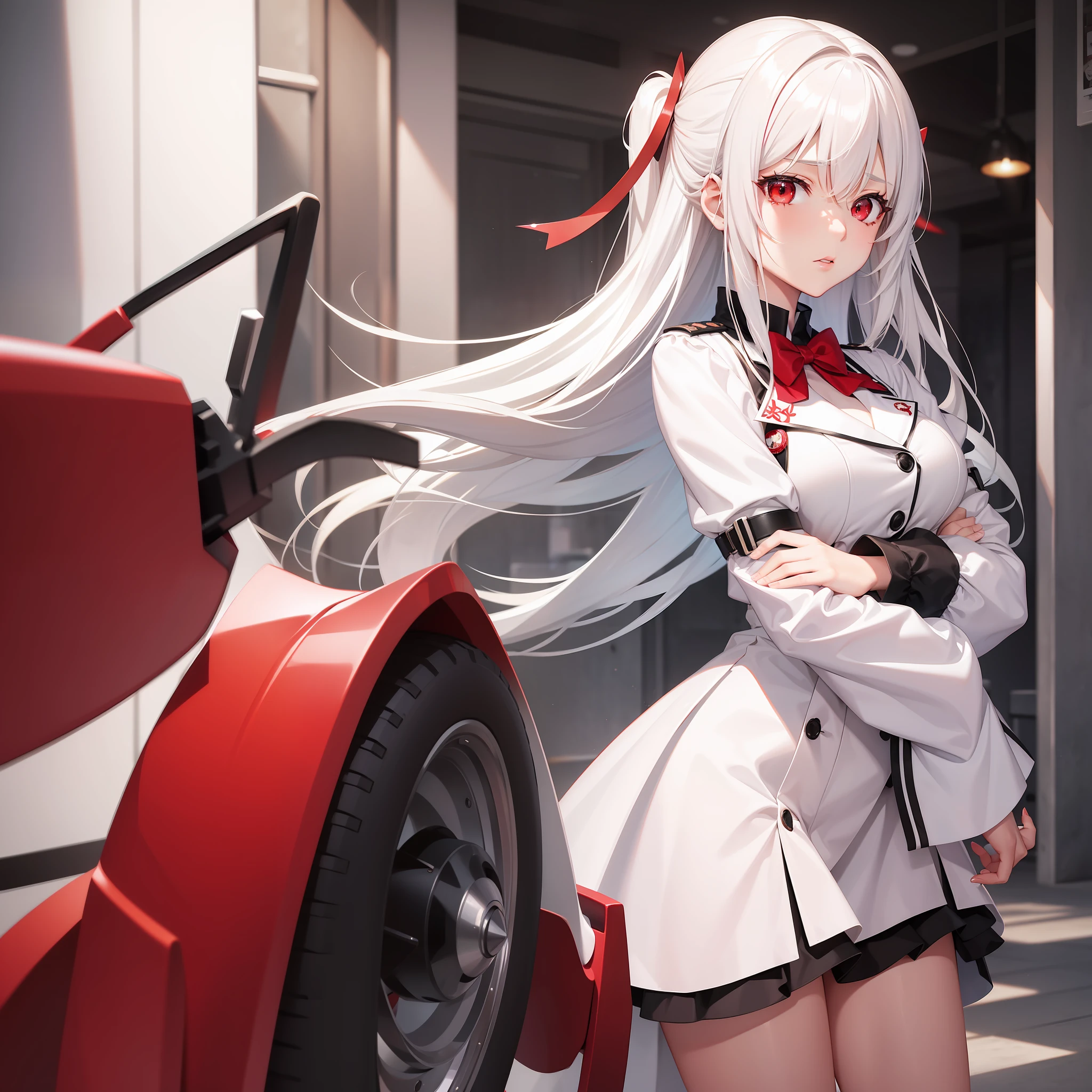 White-haired tsundere girl，Red-eyed tsundere