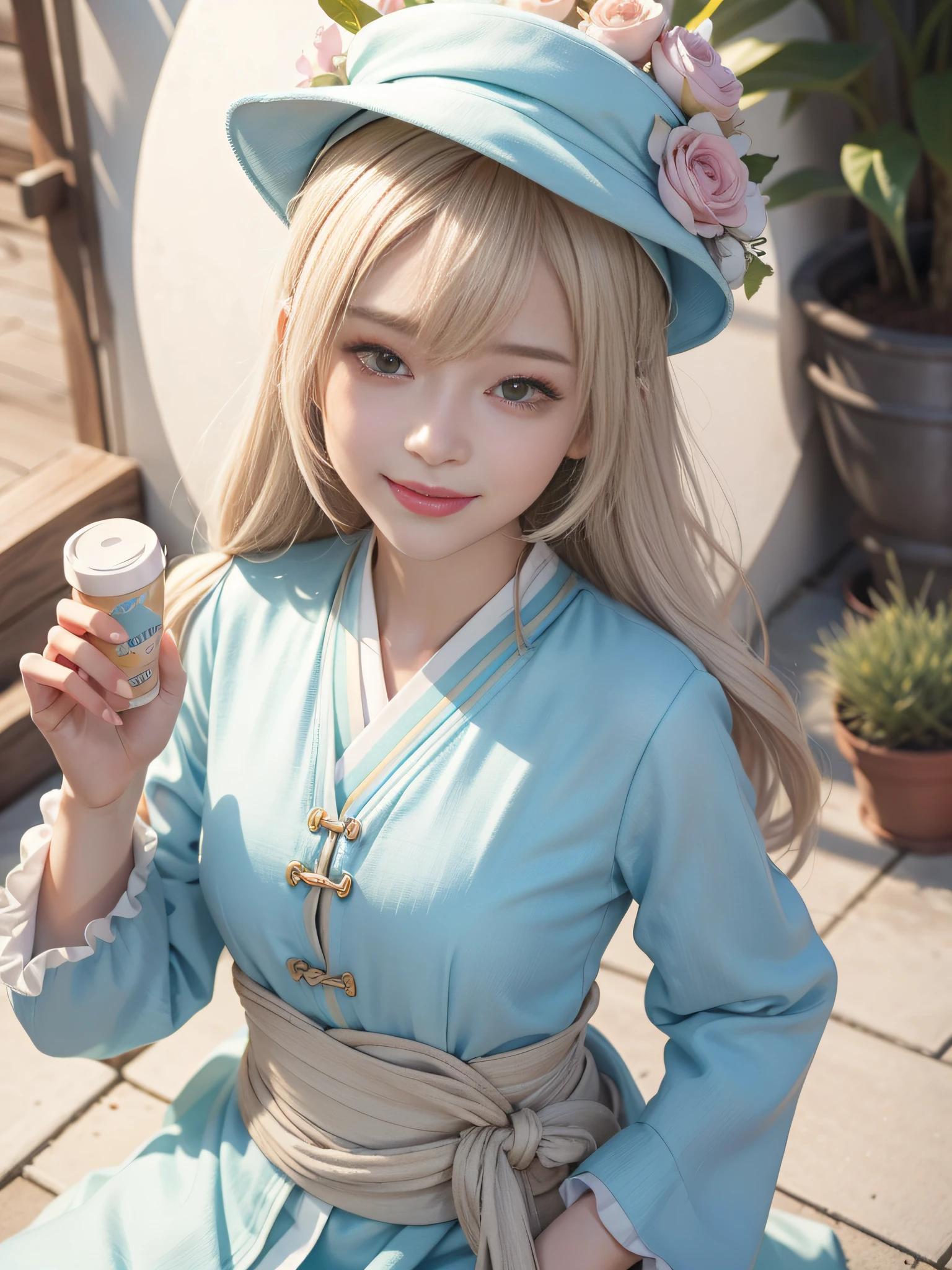 Close-up of the head,light colors hair,asiagirl,3D face,Wear fashionable and colorful clothes,Wear a suitable hat on your head,watered eyes,Sweet smile --S 400 --ar 3:4 --q 5 --niji 5