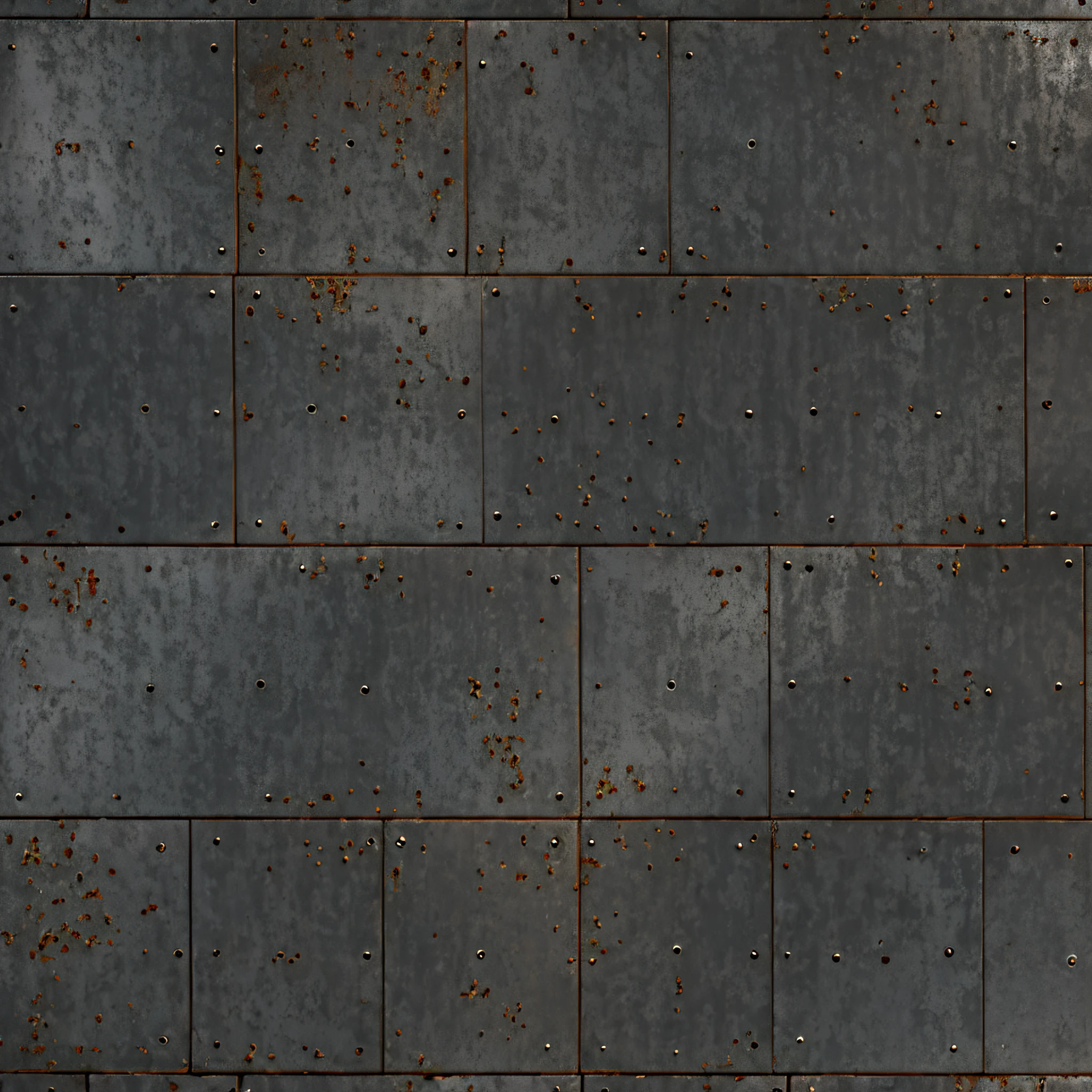 Solid sheet of rusty metal, Seamless rusty metal texture with streaks on top, Without screws, No rivets, crumpled sheet of metal, Damaged metal