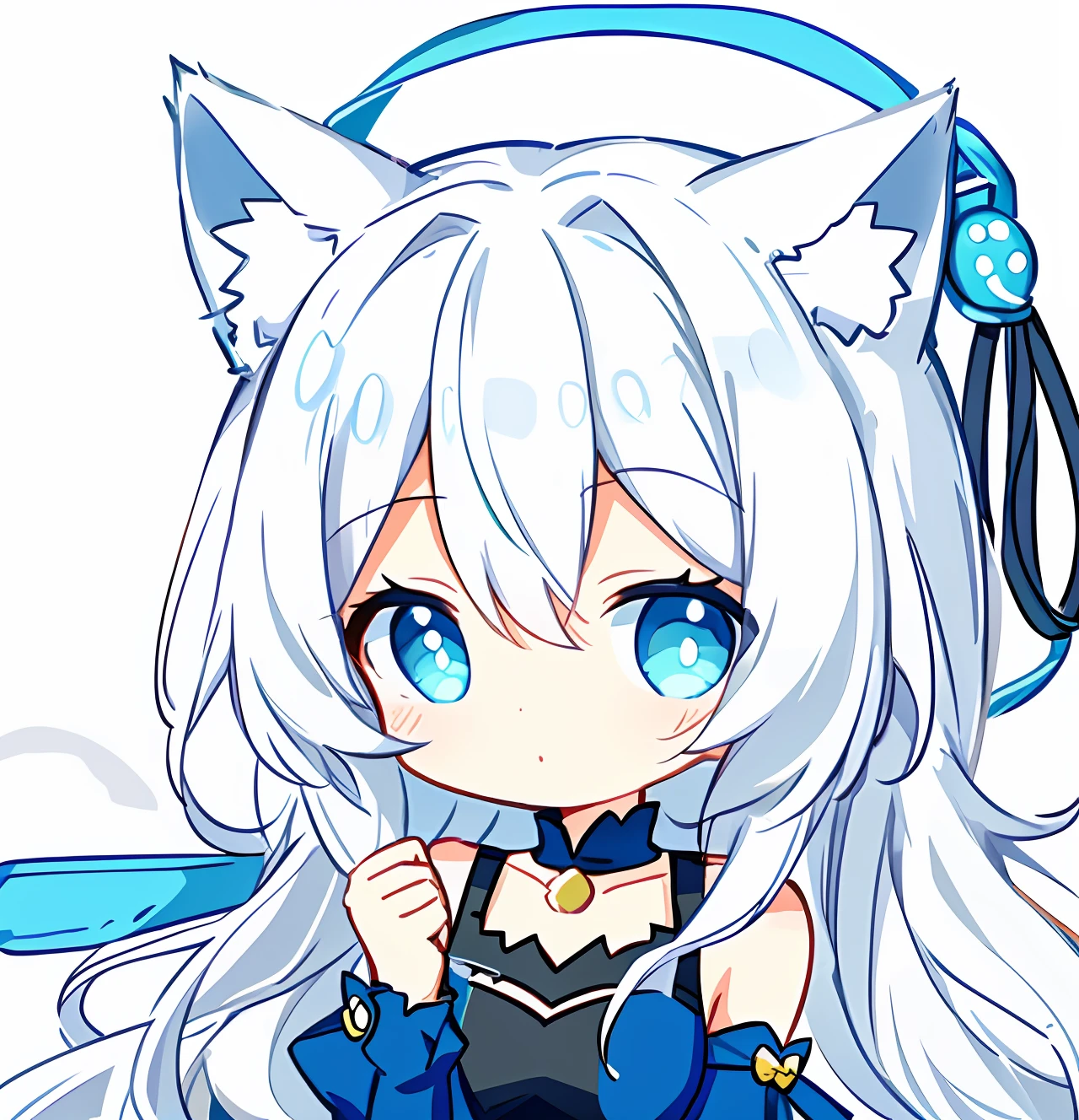 Draw a girl with a cat's tail and a dress, cute anime catgirl, Cat woman, anime catgirl, Cute!! tchibi!!! Cat woman, Cat girl, thick lineart, nekomimi, White Cat Girl, DDLC, small curvaceous loli, linear art, Simple lines of art, flat anime style shading, holding a pudica pose