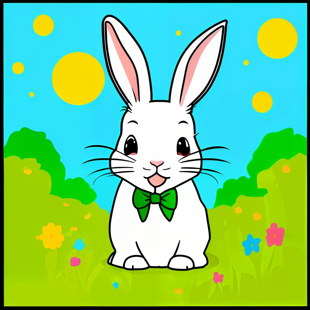 A petite and docile cartoon rabbit，The figure is appended with the word "paragraph"