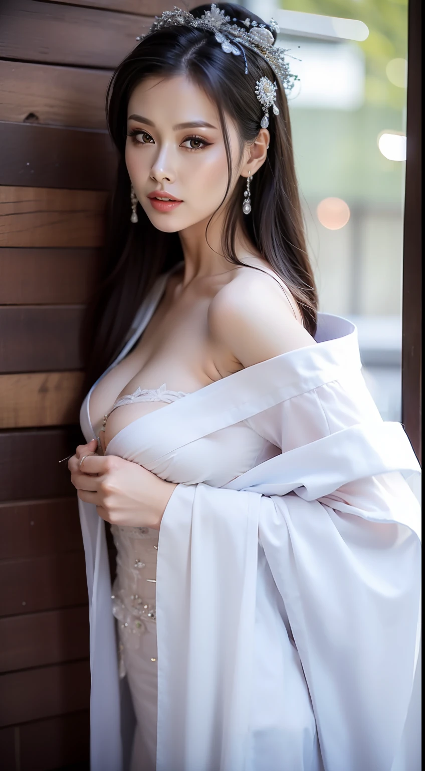 Fashion model 25 years old [[[[closeup cleavage]]]], [[[[boobgasm]]]], [[[[coll]]]], [[[[bshoulders]]]], perfect  eyes, Perfect iris，perfect lips，perfect teeth，Perfect skin，Soft front light，HDR，filmgirl，Casual；（pastel colour：1.2）