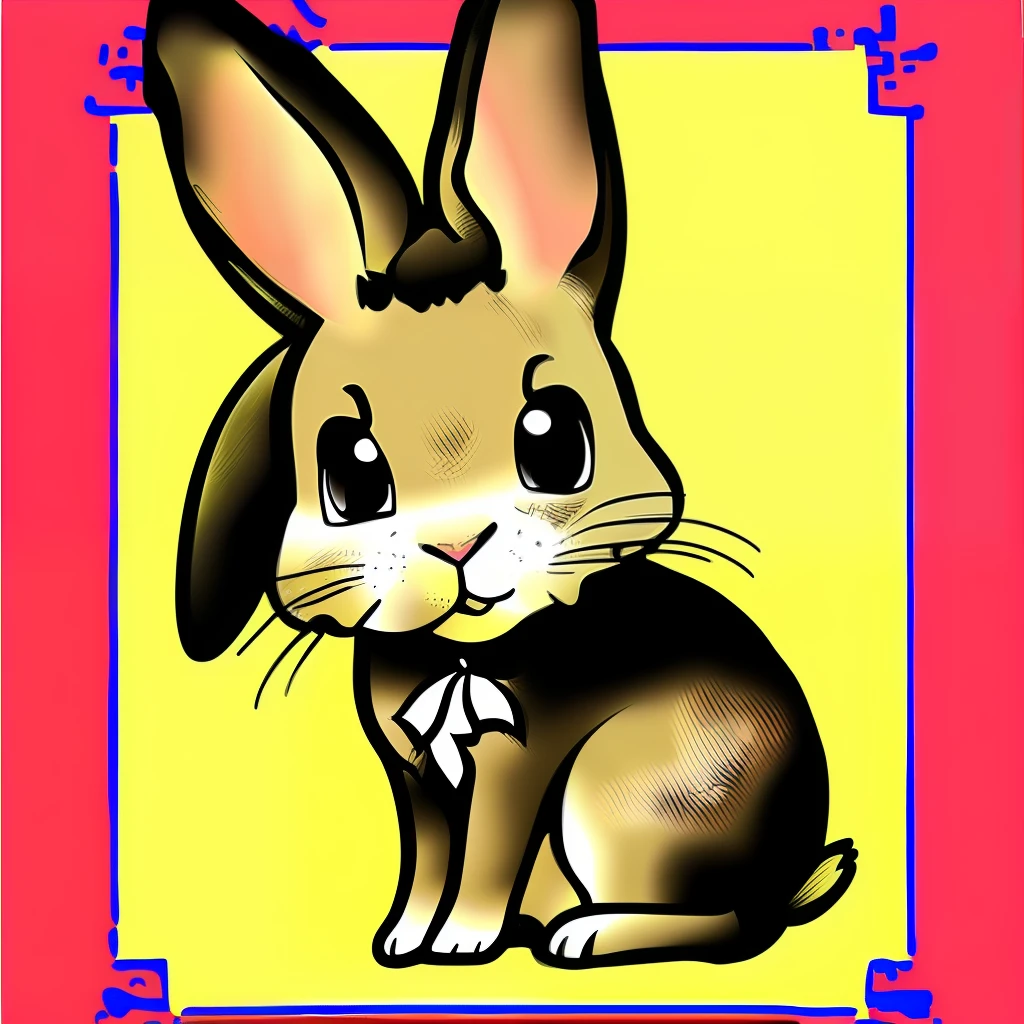 A petite and docile cartoon rabbit，The figure is appended with the word "paragraph"