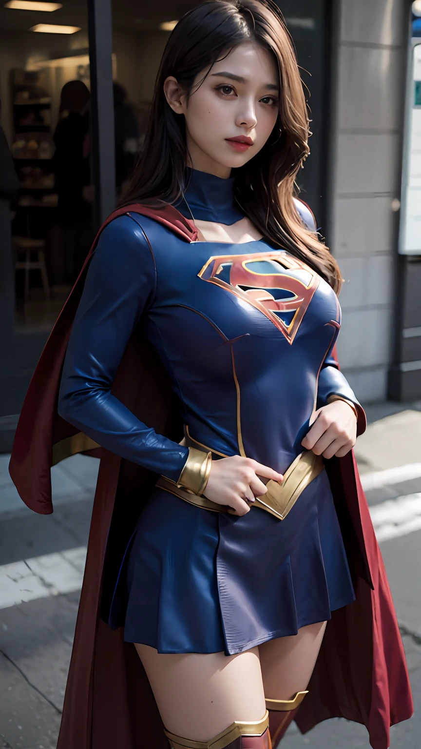 Woman body set big breasts, Supergirl costume dress