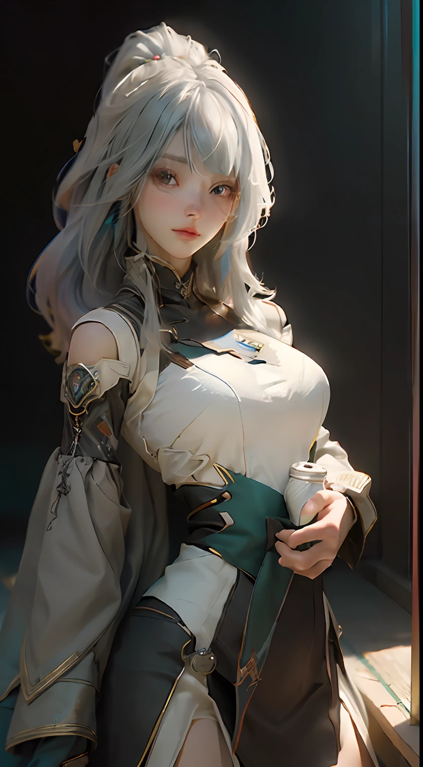 ((best qualtiy)), ((tmasterpiece)), (the detail:1.4), 3D, A beautiful cyberpunk female image,hdr（HighDynamicRange）,Ray traching,NVIDIA RTX,Hyper-Resolution,Unreal 5,Subsurface scattering、PBR Texture、post-proces、Anisotropy Filtering、depth of fields、maximum definition and sharpness、Many-Layer Textures、Albedo e mapas Speculares、Surface coloring、Accurate simulation of light-material interactions、perfectly proportions、rendering by octane、Two-colored light、largeaperture、Low ISO、White balance、the rule of thirds、8K raw data、chinesedragon