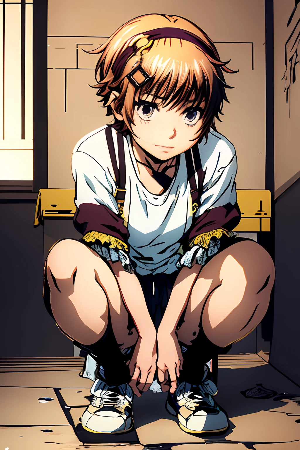 1girl,Kazuki peeing,Kazuki pee,Kazuki urination,Kazuki peeing,Kazuki pee is yellow,Kazuki urine is yellow,Kazuki urinate,urine from Kazuki vagina, Kazuki urination, peeing to front,pee from Kazuki urethra,Kazuki pee splash,pee splash,Kazuki urinate to high,shoulder length hair,short hair, hairband, hair ornament
