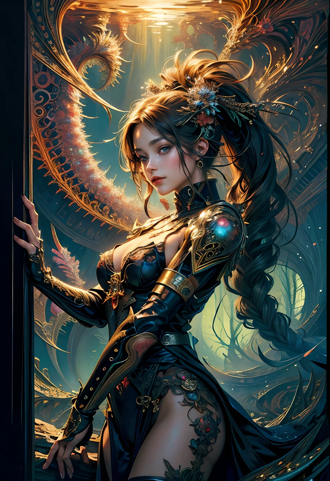 (masterpiece, top quality, best quality, official art, beautiful and aesthetic:1.2), (1girl), extreme detailed,(fractal art:1.3),colorful,highest detailed