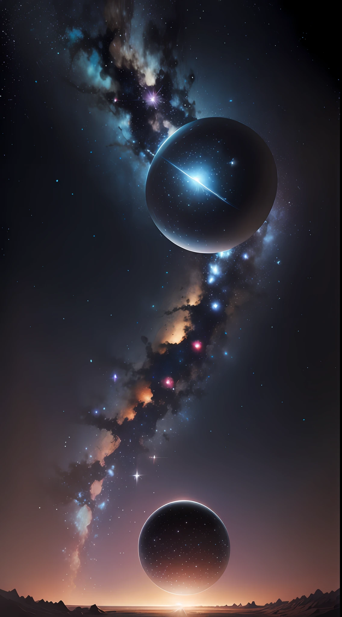 tmasterpiece，The vast starry sky，There are countless meteors，There is a huge black black hole in the center of the starry sky，HighestQuali，best detail --auto