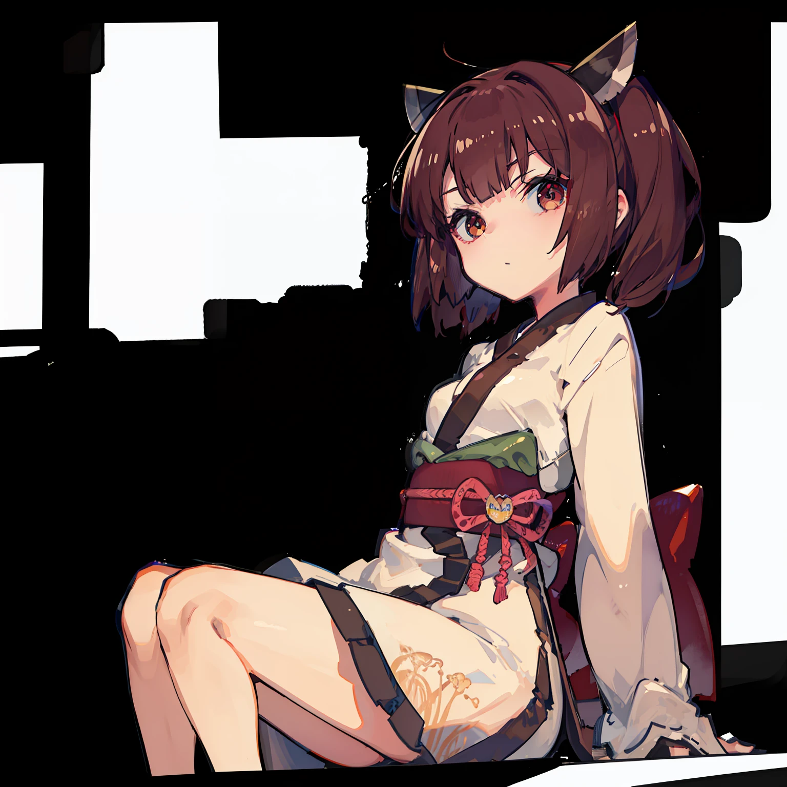 masutepiece, Fine detail, 4K, 8K, 12K, Solo, Solo, Beautiful Girl, caucasian female, Lori, 8 years old, Brown hair, Twin-tailed、komono