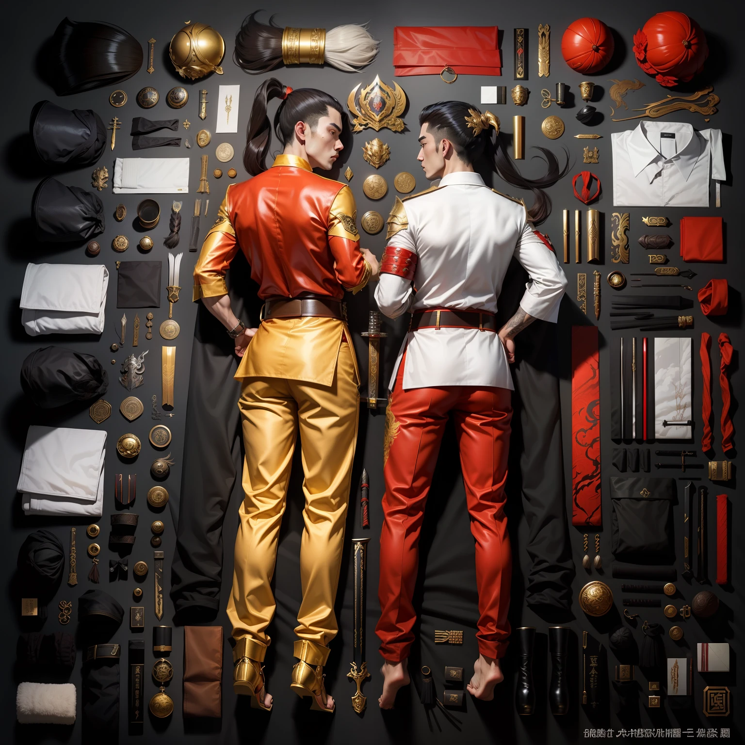 chinesedragon， drak， a Oriental Dragons， arma， The sword， halter， holdingweapon， 32k, Tough guy, Top quality, Masterpiece:faust，,1boys， long whitr hair， ​​clouds， standing on your feet， （tmasterpiece，k hd，hyper HD，16k）,clutching a sword， buliding， Reflectors， bloods， east asian architecture， malefocus， Skysky， pony tails， brunette color hair， katana swords， exteriors， trouser， firey， mostly cloudy sky， banya， Japanese clothes， bandagens， scabbard， looking at viewert， masks， 独奏