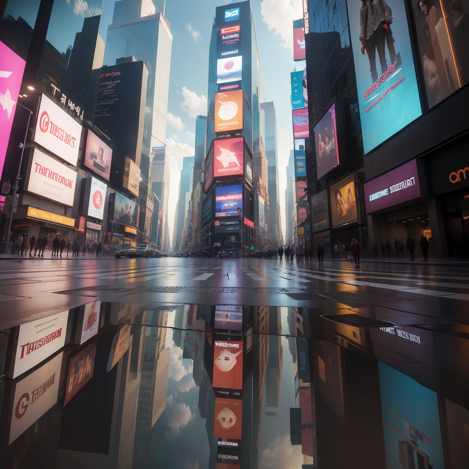 Times Square, leone, reflection on the ground, realismo