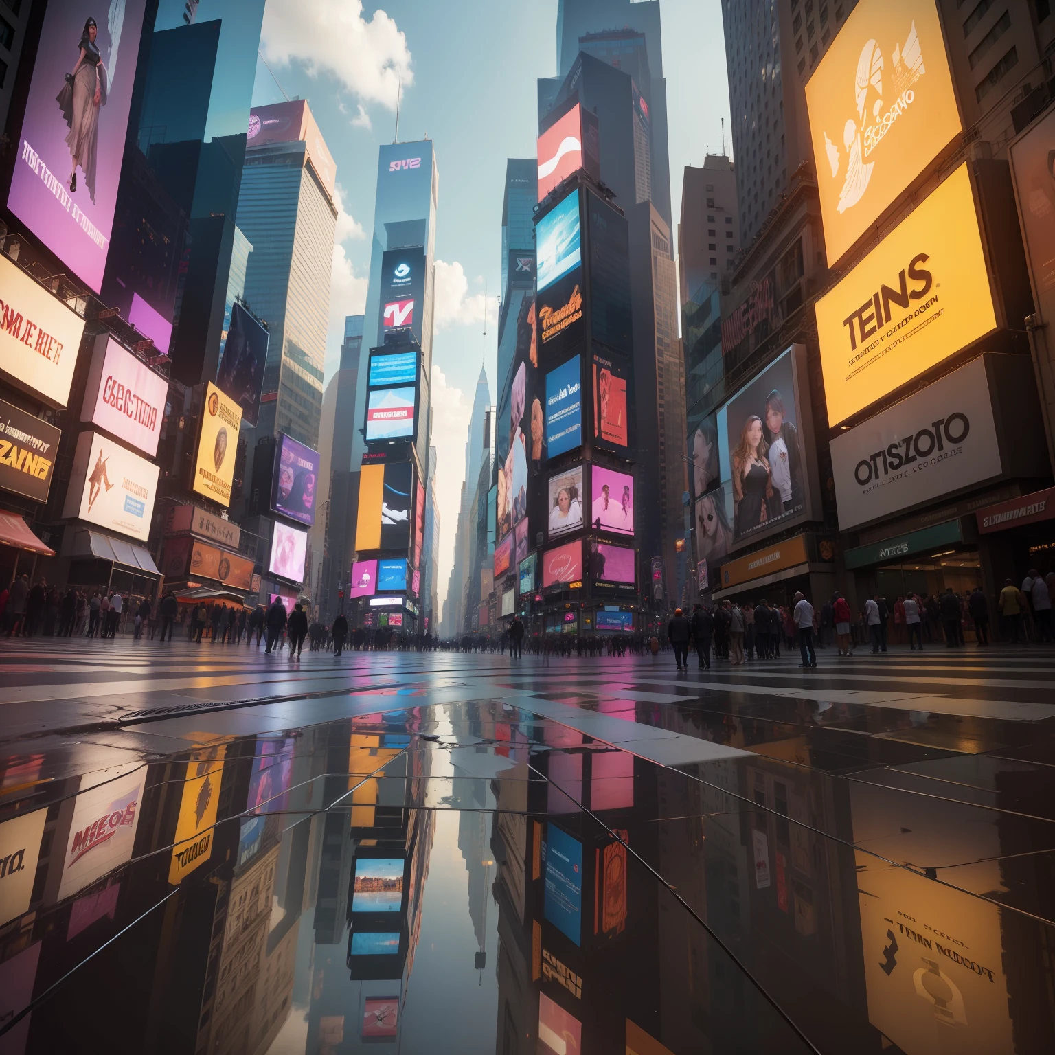 Times Square, leone, reflection on the ground, realismo