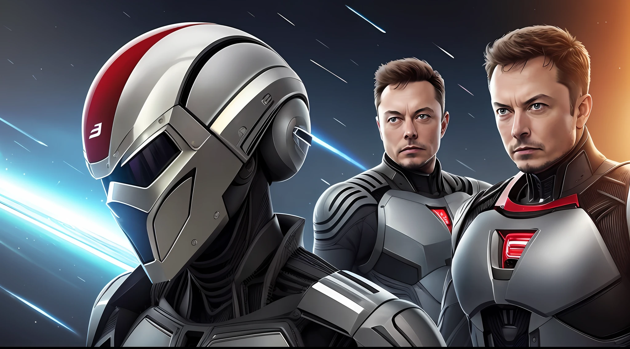 Elon Musk looking at a robot, Elon Musk como um ciborgue, robot head and man head, exotic alien elon musk, the coming ai singularity, Retrato de Elon Musk, The man with the robot head, Anime Elon Musk, Elon Musk como um personagem de Skyrim, Retrato de Elon Musk, musk ( 2 0 2 4 ), AI produzindo o realista, fundo futurista, Estilo HR Giger, 8k, melhor qualidade, obra-prima, extremamente delicado e bonito, extremamente detalhado, CG, unidade, papel de parede, (realista, fotorrealista: 1,37), Awesome, finamente detalhe, obra-prima, melhor qualidade, Arte Oficial, papel de parede 8k de unidade CG extremamente detalhado, Absurdo, incrivelmente Absurdo, Roboto,