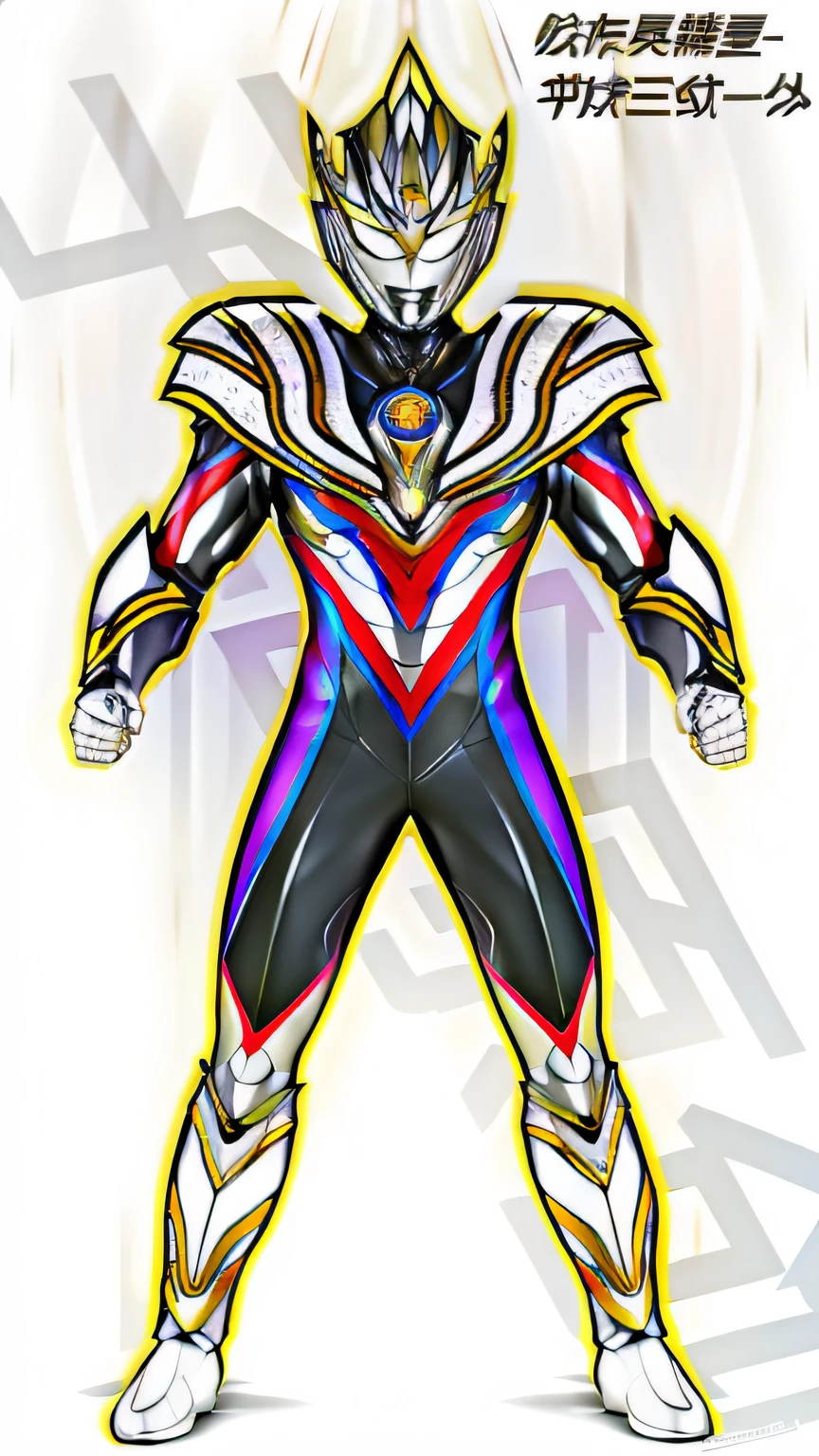 a drawing，A man in a suit and a helmet, ultra hyper-detailed, new costume concept design, full body concept, cyber japan style armor, cyber fight armor, clear outfit design, ultra mega super hyper detail, tokusatsu suit vaporwave, Concept armor, detailed full-body concept, cyber japan armor, hybrid from dynasty warriror, hyper concept art