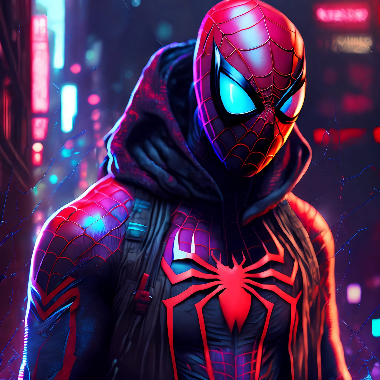 Spider man,Cyberpunk,8k.