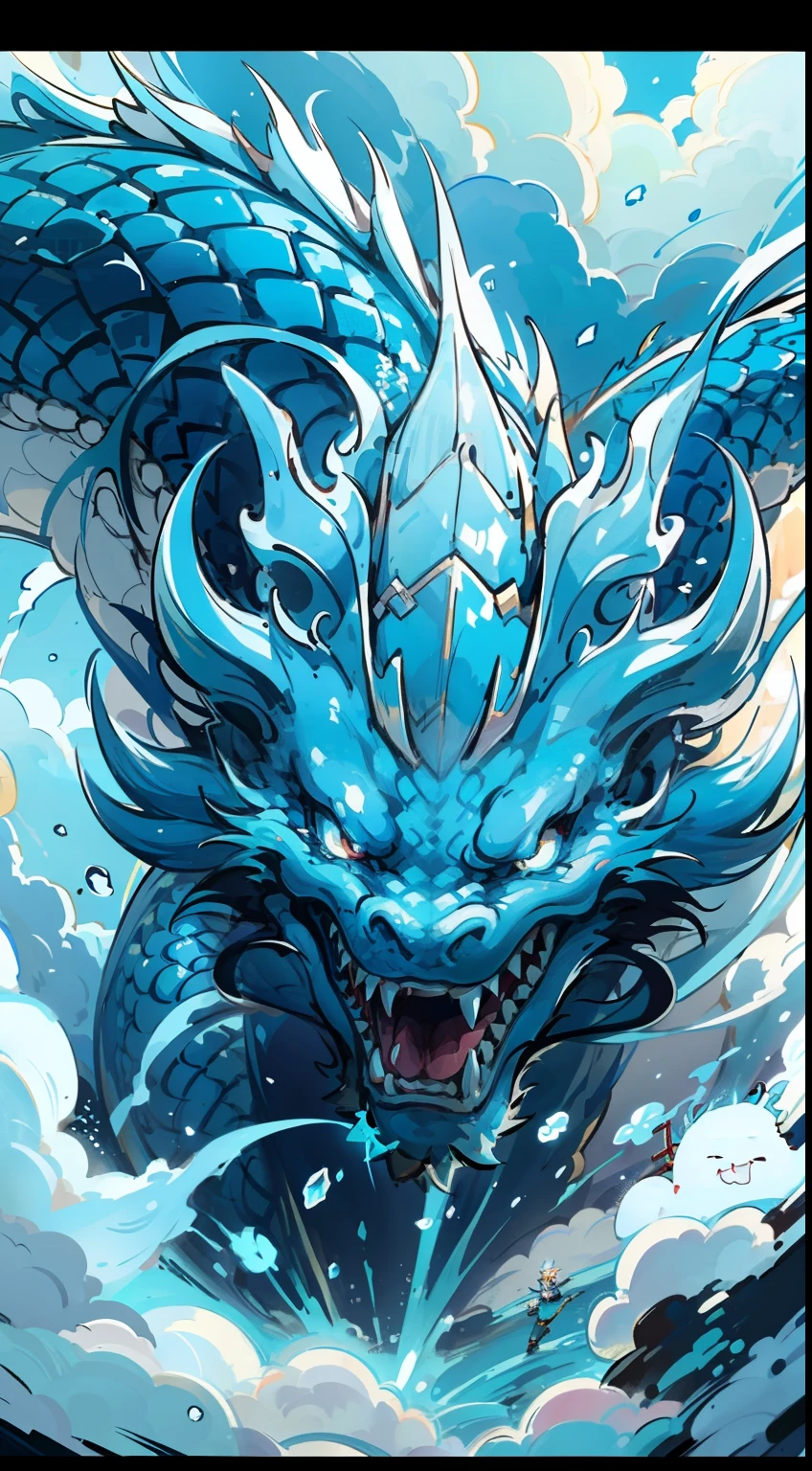 (((A Chinese dragon))),cyan colors|white colors,((A cute )),baiyun,cartoonish style,((Complicated details)),hdr,((Complicated details,ultra - detailed)),Epic composition,Realistic lighting,high definition detail,tmasterpiece,Best quality,(非常详细的 CG 统一 8k 壁纸),Medium perspective