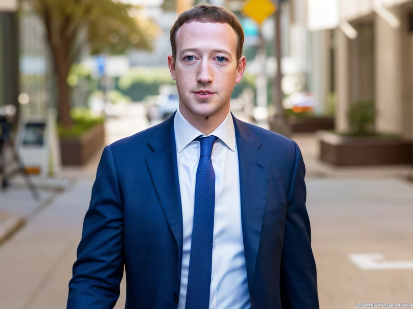 arafed man in a suit and tie walking down a street, zuckerberg, mark zuckerberg, photo of mark zuckerberg, mark zuckenberg, cyborg mark zuckerberg, portrait of mark zuckerberg, portrait of a mark zuckerberg, animatronic mark zuckerberg, mark zuckerberg as a human, mark zuckerberg as a robot, mark zuckerberg plays terminator, mark zuckerberg in gta v