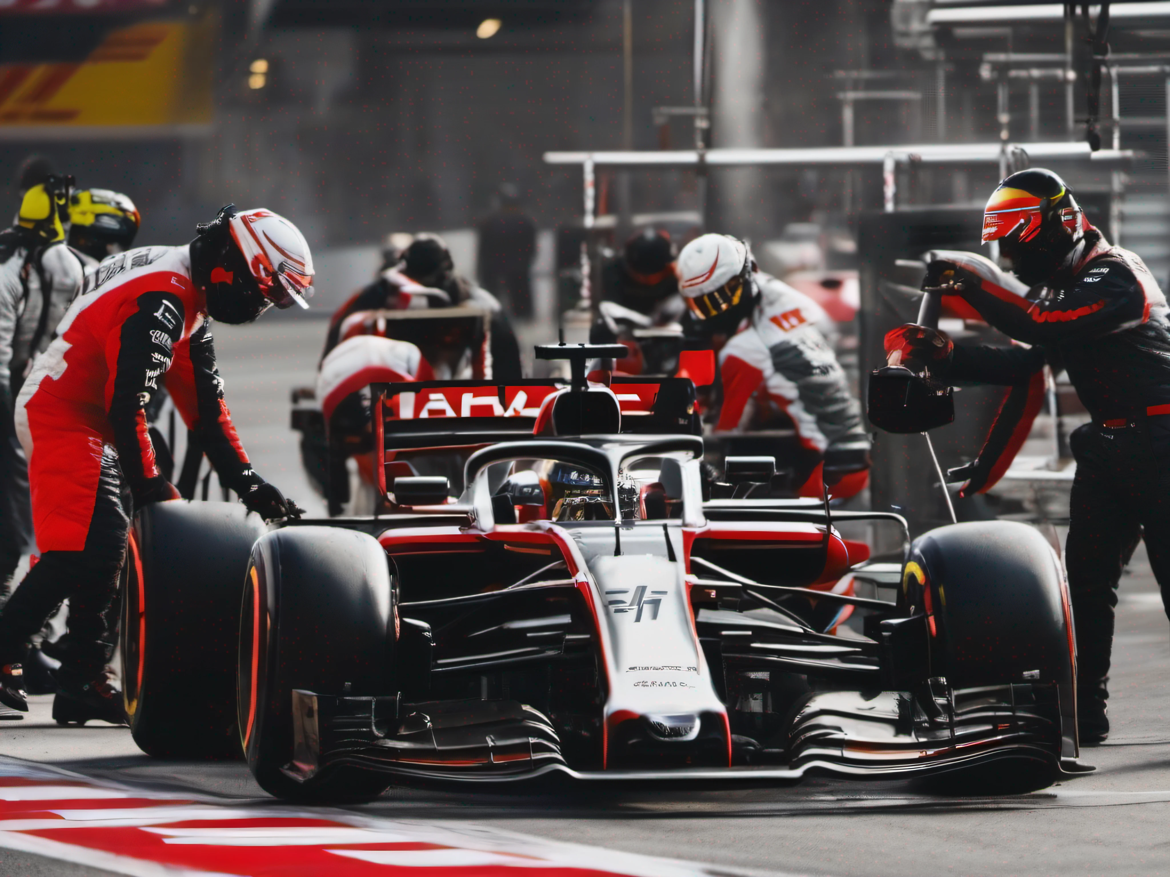 formula 1 haas in pit stop
