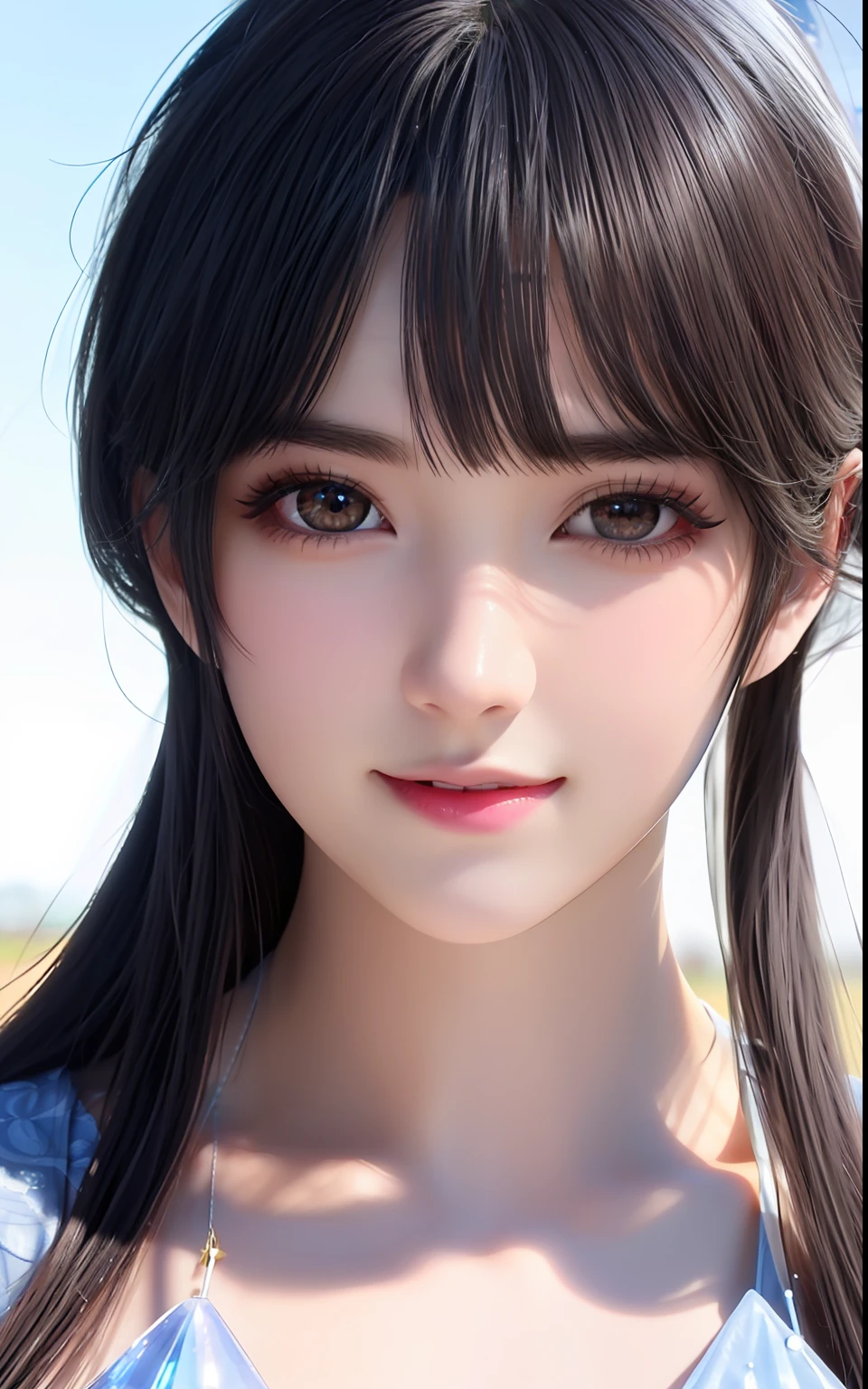 ulzzang -6500-v1.1, (Photorealsitic:1.4), animesque、anime styled、ssmile、portraitures、Beautiful, Moist pink eyes like crystal clear glass、Beautiful detailed woman, extremely detailed eye and face, Beautiful detailed eyes, huge filesize, ultra-detailliert, hight resolution, ighly detailed, top-quality, masterpiece, illustratio, ighly detailed, nffsw, unification, 8k wallpaper, splendid, finely detail, masterpiece, top-quality, Highly detailed ticker uniform 8K wallpaper, Light on the Face、电影灯光、19-year-old girl