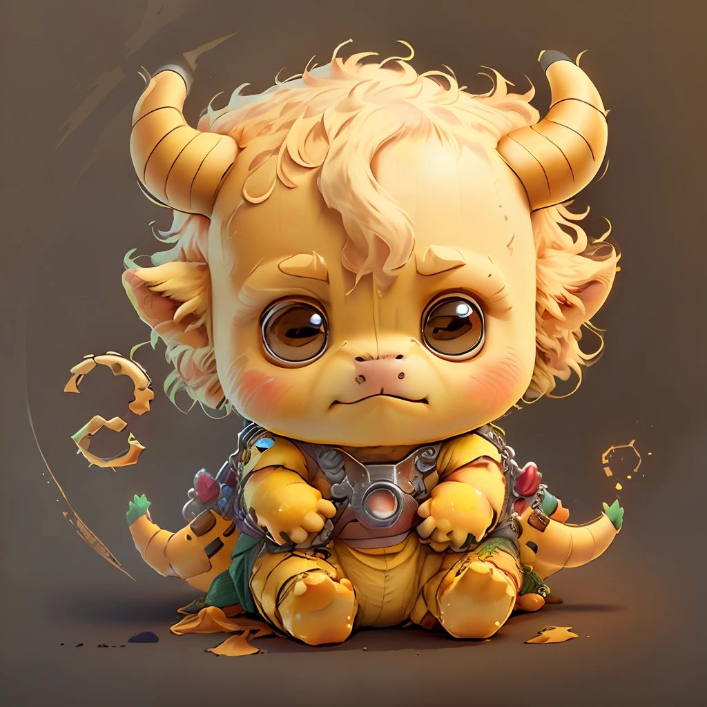 Cow yellow，The background is bright，adolable，fantasy，complexdetails，Pubic area is clear，brightly，k hd，32k zodiac signs