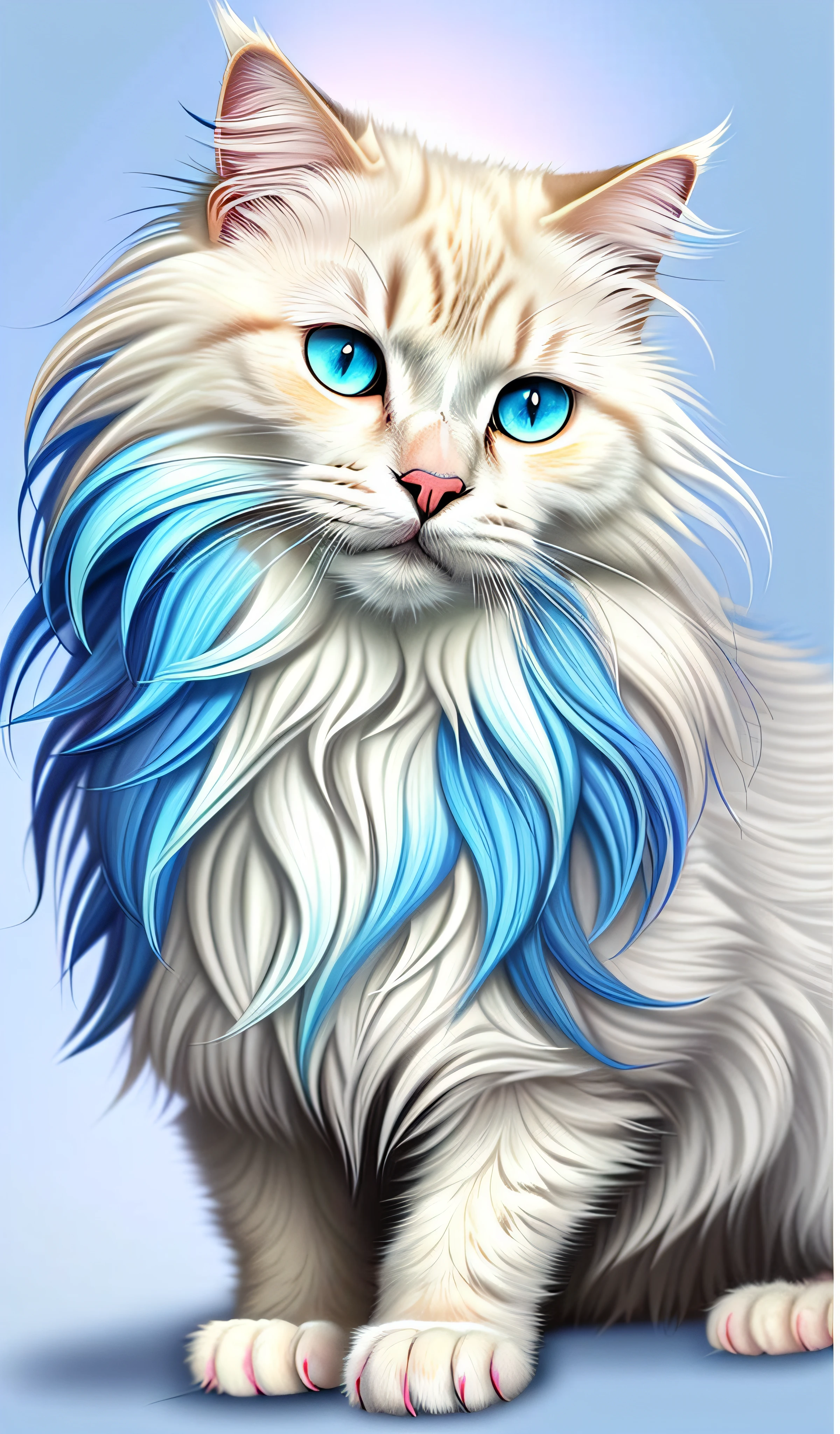 there is a cat with blue eyes and a white beard, cat. digital painting, beautiful cat, realistic. detailed fur, digital painting highly detailed, anthropomorphic large maine coon, adorable digital painting, very very beautiful furry art, handsome stunning realistic, gorgeous digital painting, elegant cat, cat detailed, digital art. highly detailed, beautiful digital painting, furry digital art