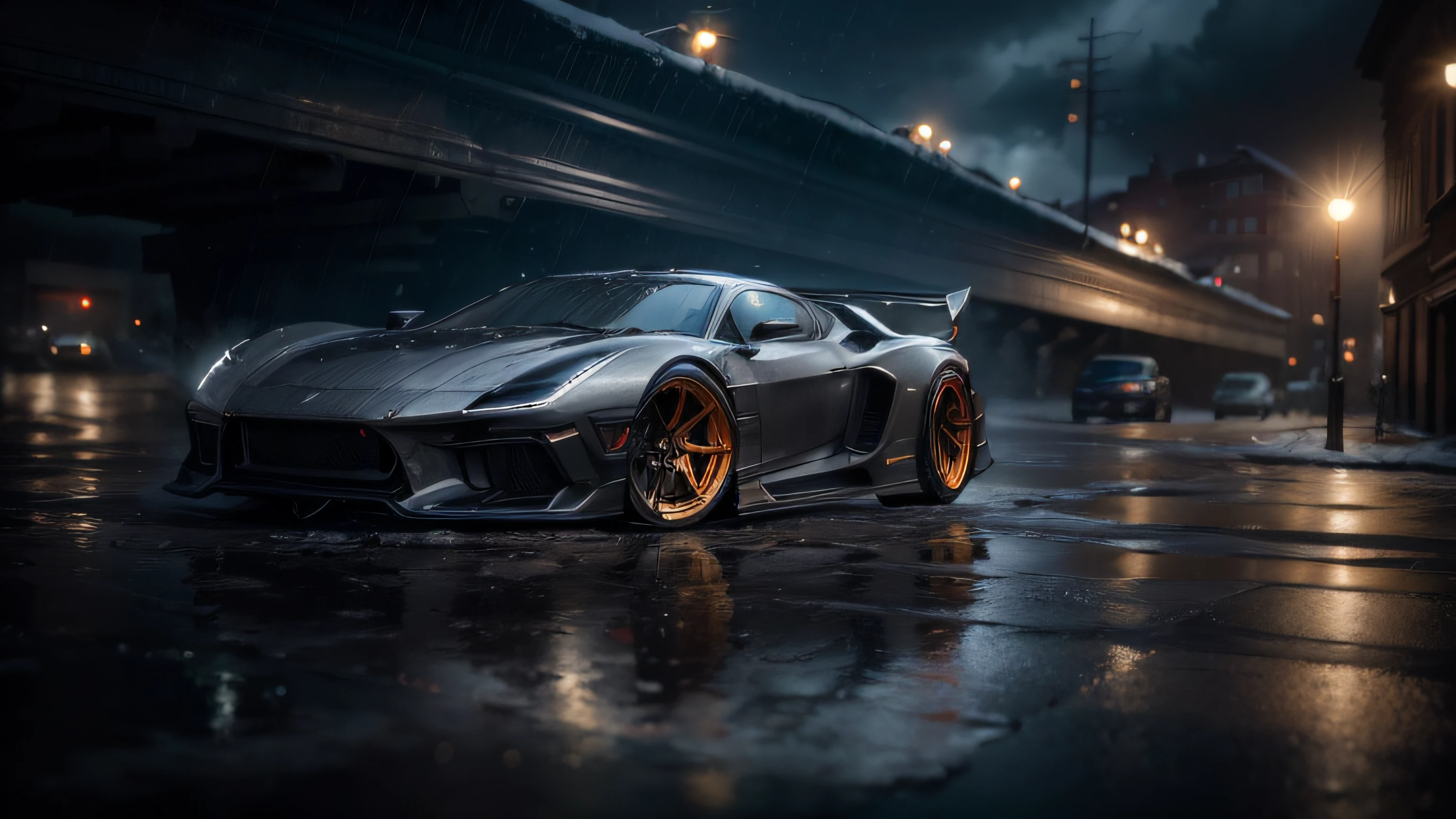 4k wallpaper, vehicle photography, front profile shot, looking regal and classic, high quality wallpaper, octane 8k render, octane 8 k render (masterpiece:1.2),(best_quality:1.4),(highres:1.1),(ultra-detailed:1.2), (reflections:1.3), (texture:1.2), Field of depth, (raindrops:1.3), perfect wheels zeekars,  ((((hdr)))), ((((muted colors)))), intricate scene, artstation, intricate details, celestial glow, High Detail, Sharp focus, ((photorealism)), realistic, best quality, 8k, award winning, dramatic lighting, epic, cinematic, masterpiece,