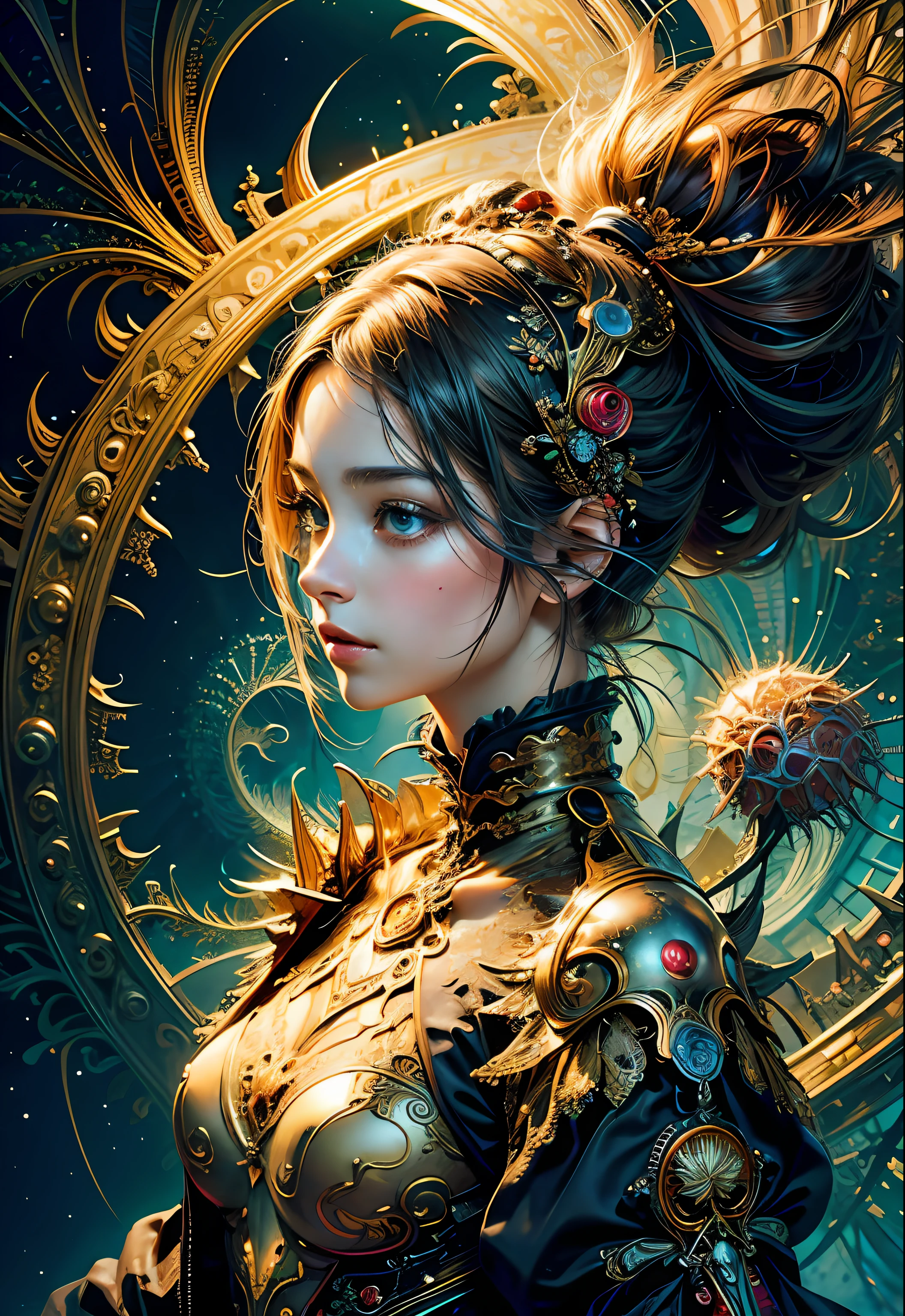 (masterpiece, top quality, best quality, official art, beautiful and aesthetic:1.2), (1girl), extreme detailed,(fractal art:1.3),colorful,highest detailed