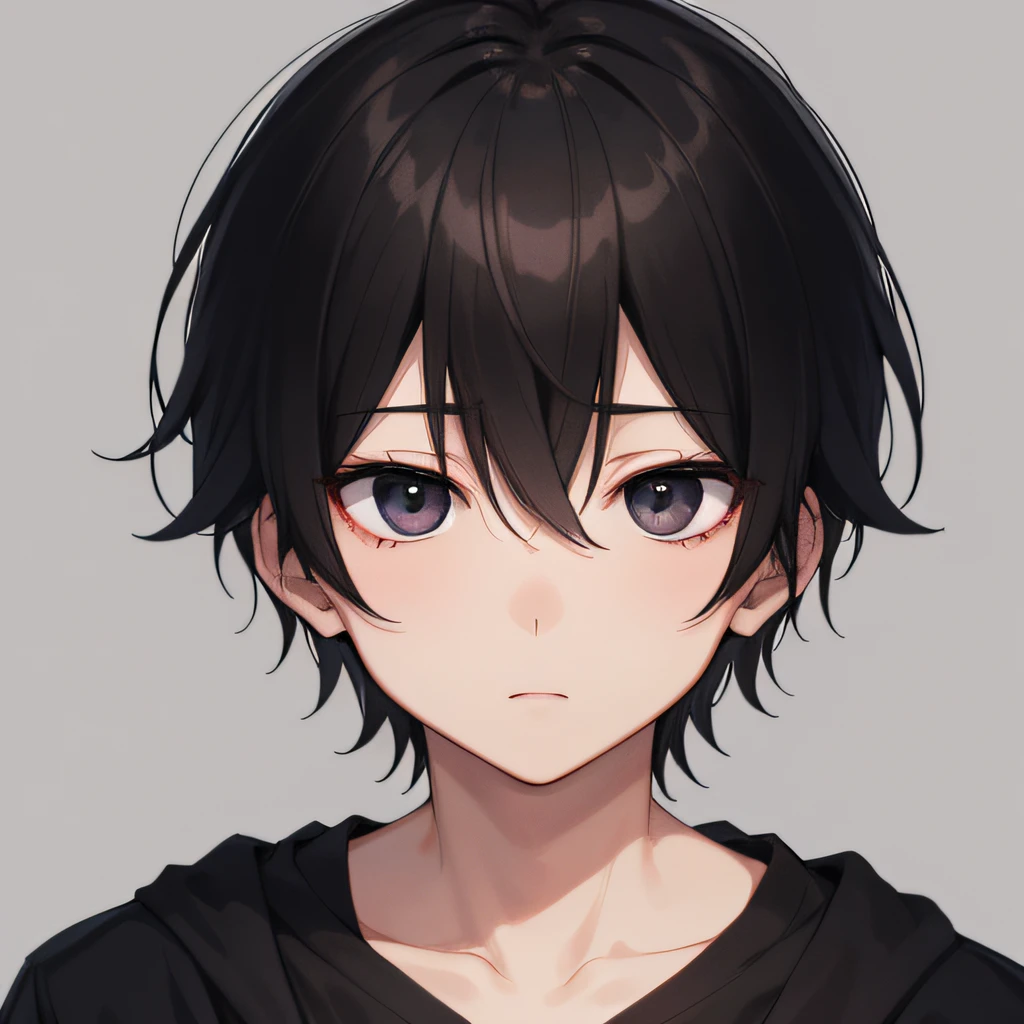 1 boy、A dark-haired、Black eyes、Depression