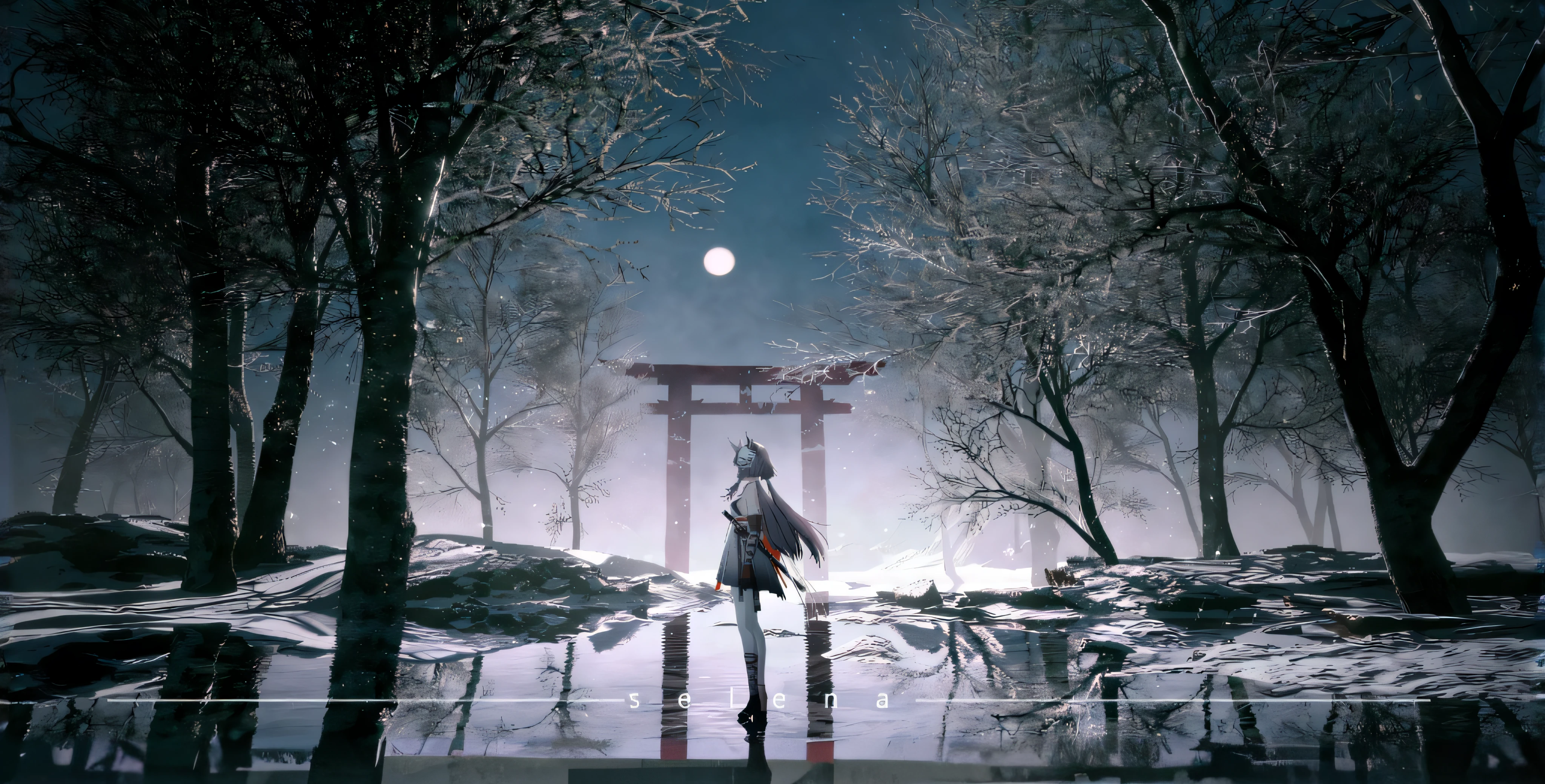Anime characters standing in front of the gates of the snowy forest, inspired by Torii Kiyomoto, 4K anime wallpaper, Anime art wallpaper 8 K, Anime wallpaper 4 k, Anime wallpaper 4K, Anime art wallpaper 4k, Anime art wallpaper 4 K, inspired by Josetsu, 4k manga wallpapers, inspired by Nōami, From Arknights