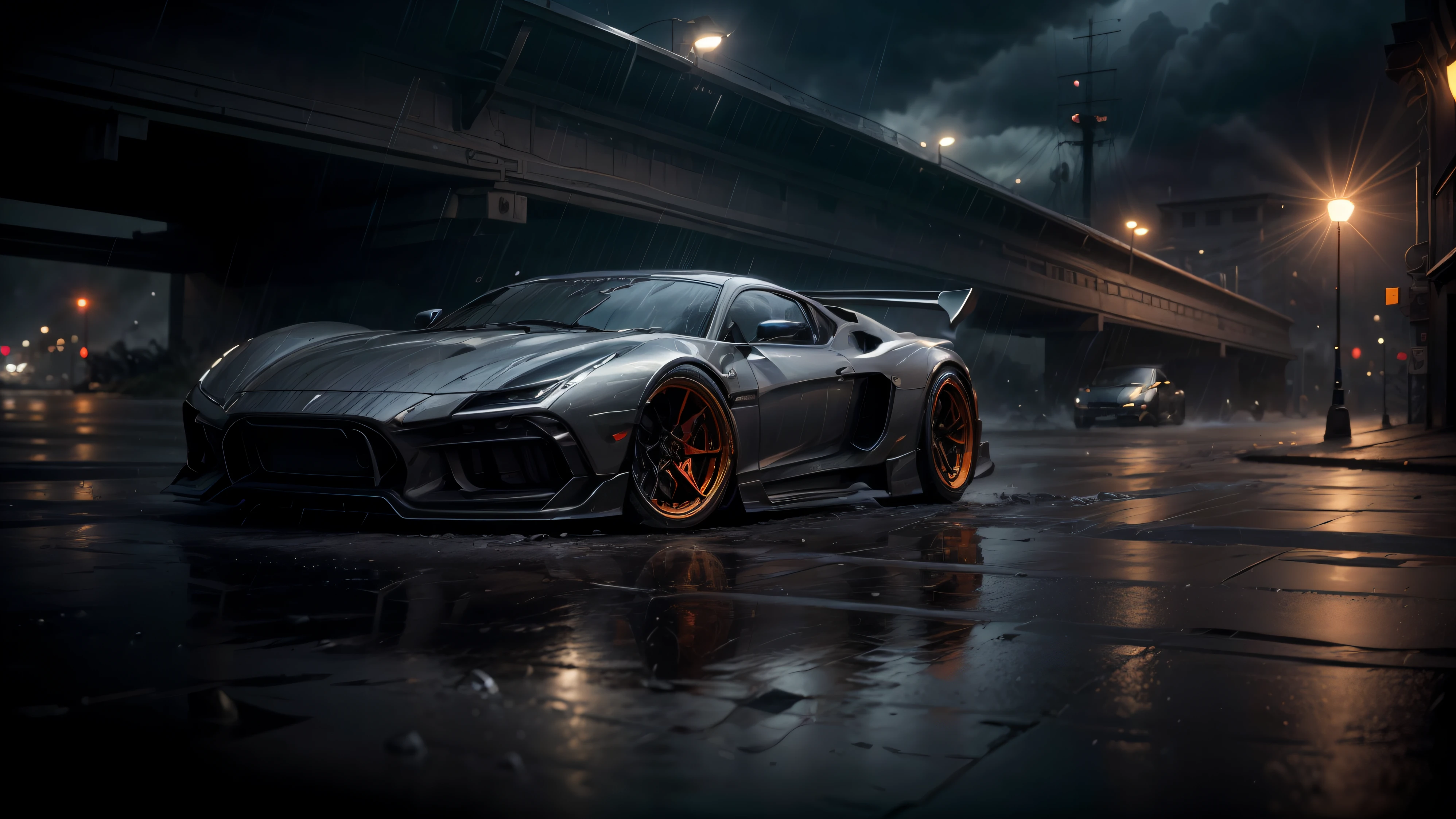 4k wallpaper, vehicle photography, front profile shot, looking regal and classic, high quality wallpaper, octane 8k render, octane 8 k render (masterpiece:1.2),(best_quality:1.4),(highres:1.1),(ultra-detailed:1.2), (reflections:1.3), (texture:1.2), Field of depth, (raindrops:1.3), perfect wheels zeekars, ((((hdr)))), ((((muted colors)))), intricate scene, artstation, intricate details, celestial glow, High Detail, Sharp focus, ((photorealism)), realistic, best quality, 8k, award winning, dramatic lighting, epic, cinematic, masterpiece,
