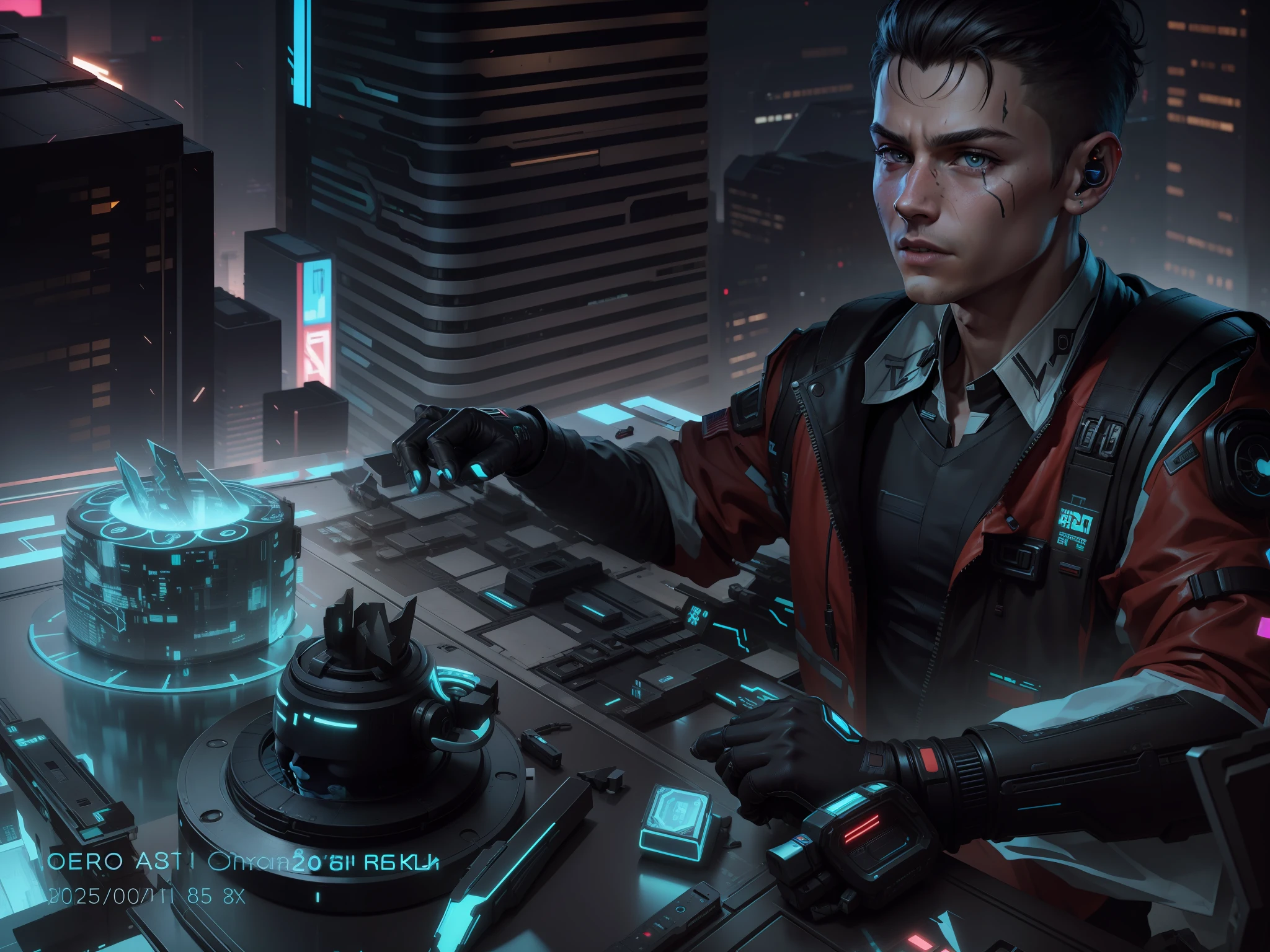 Change this background cyberpunk, realistic face,8k, ultra graphics, a boy